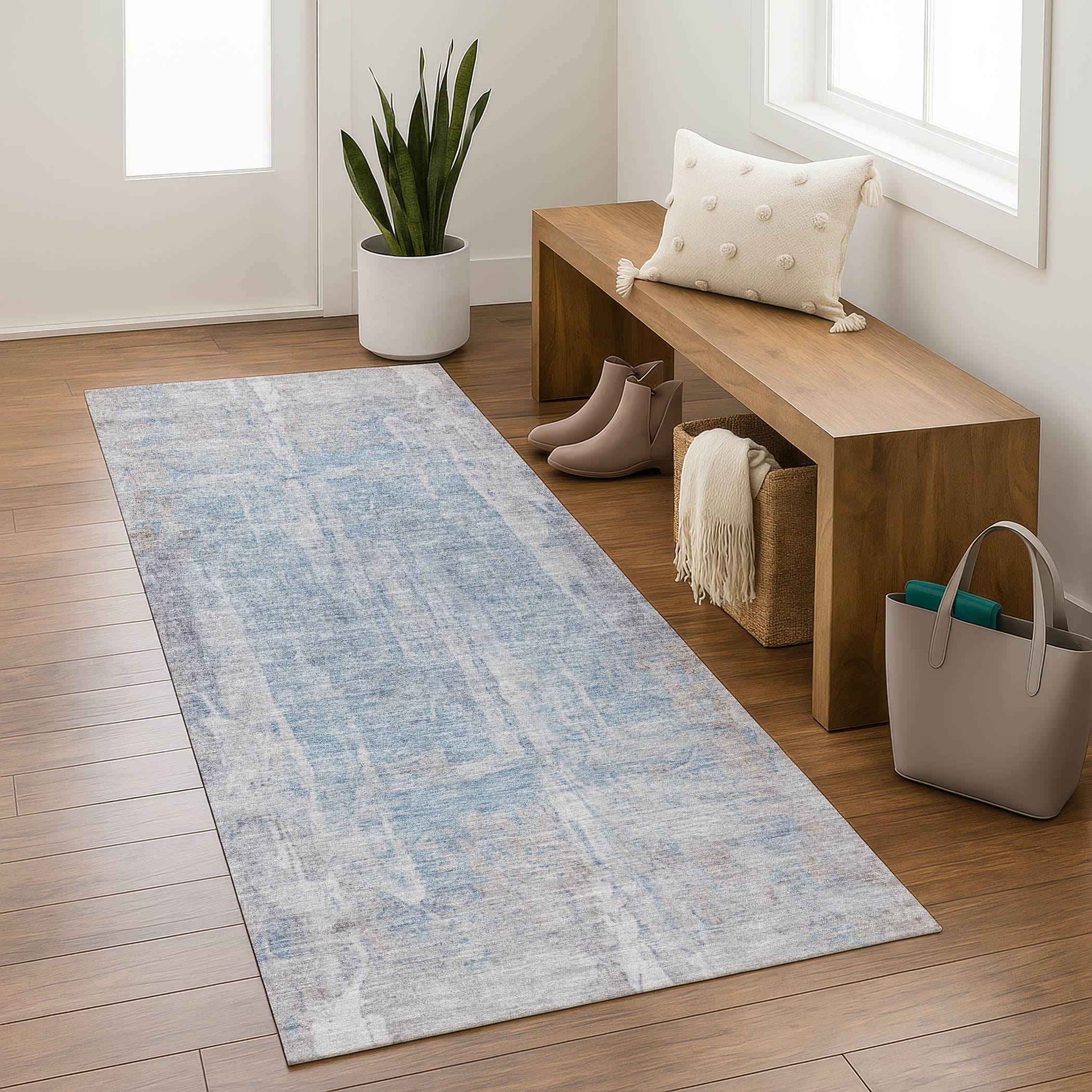 Dubrovnik Machine Washable Transitional Beige Brown Rug 2'3" x 7'6" #shape_Runner