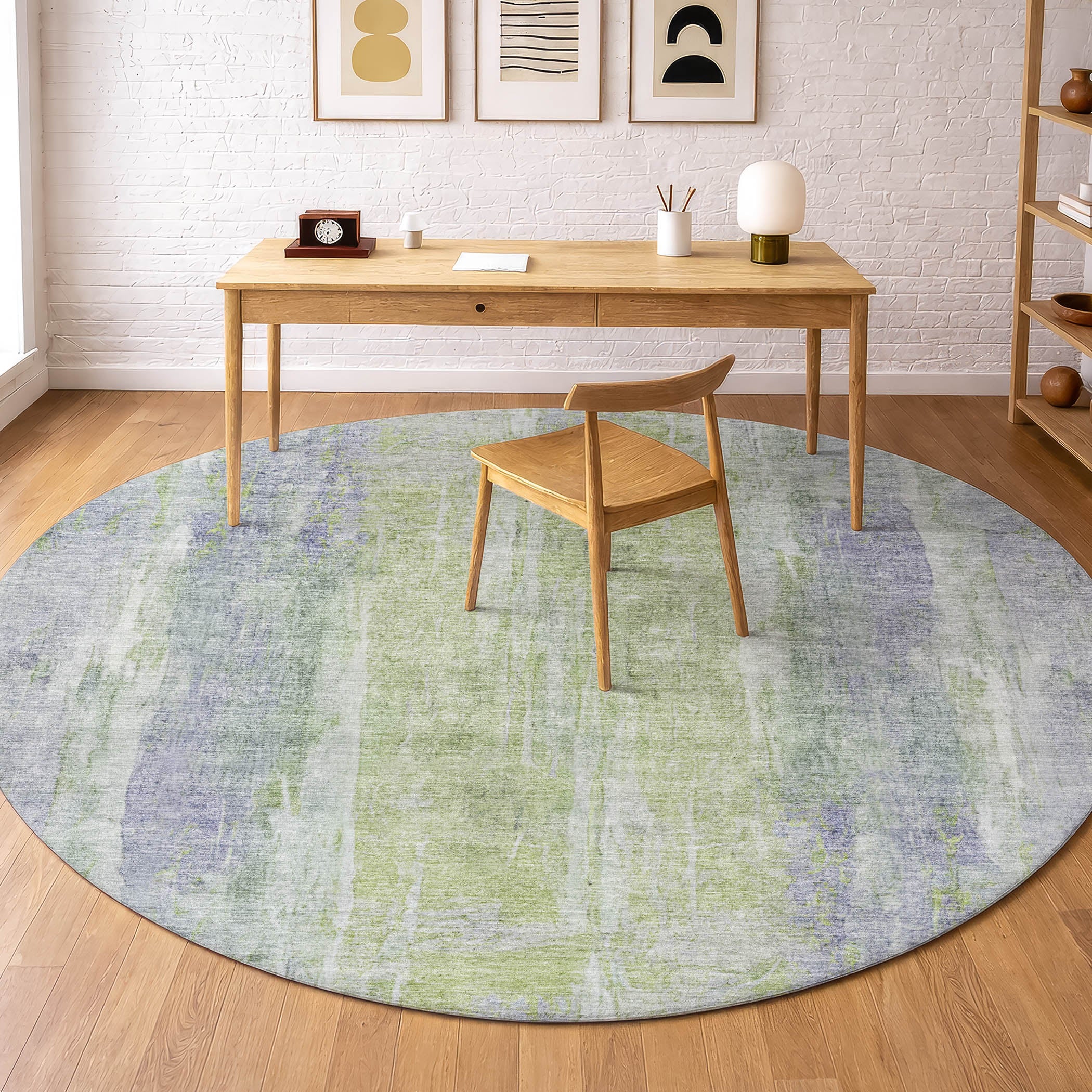 Dubrovnik Machine Washable Transitional Plum Purple Rug 8' x 8' #shape_Round