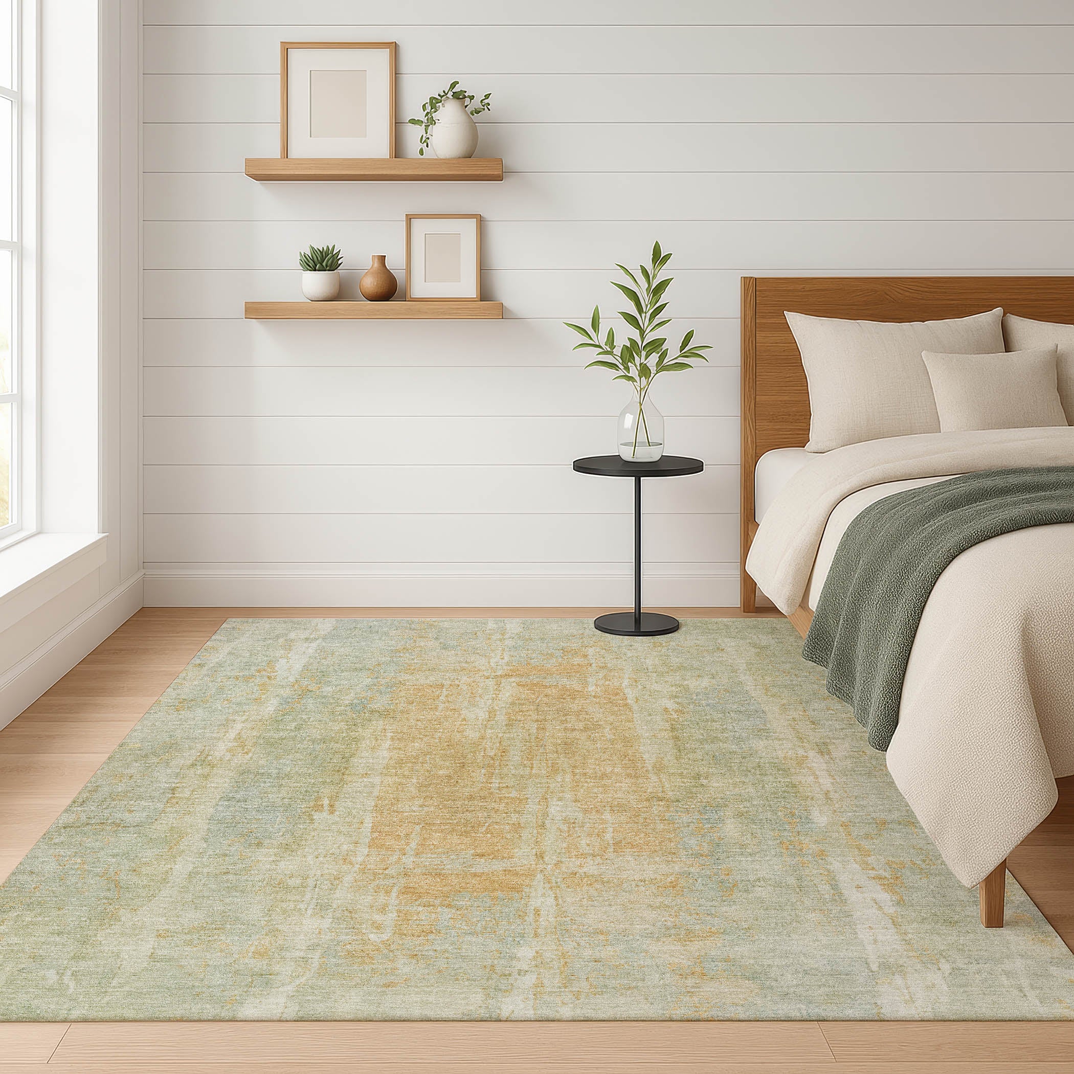 Dubrovnik Machine Washable Transitional Sage Green Rug 3' x 5' #shape_Rectangle