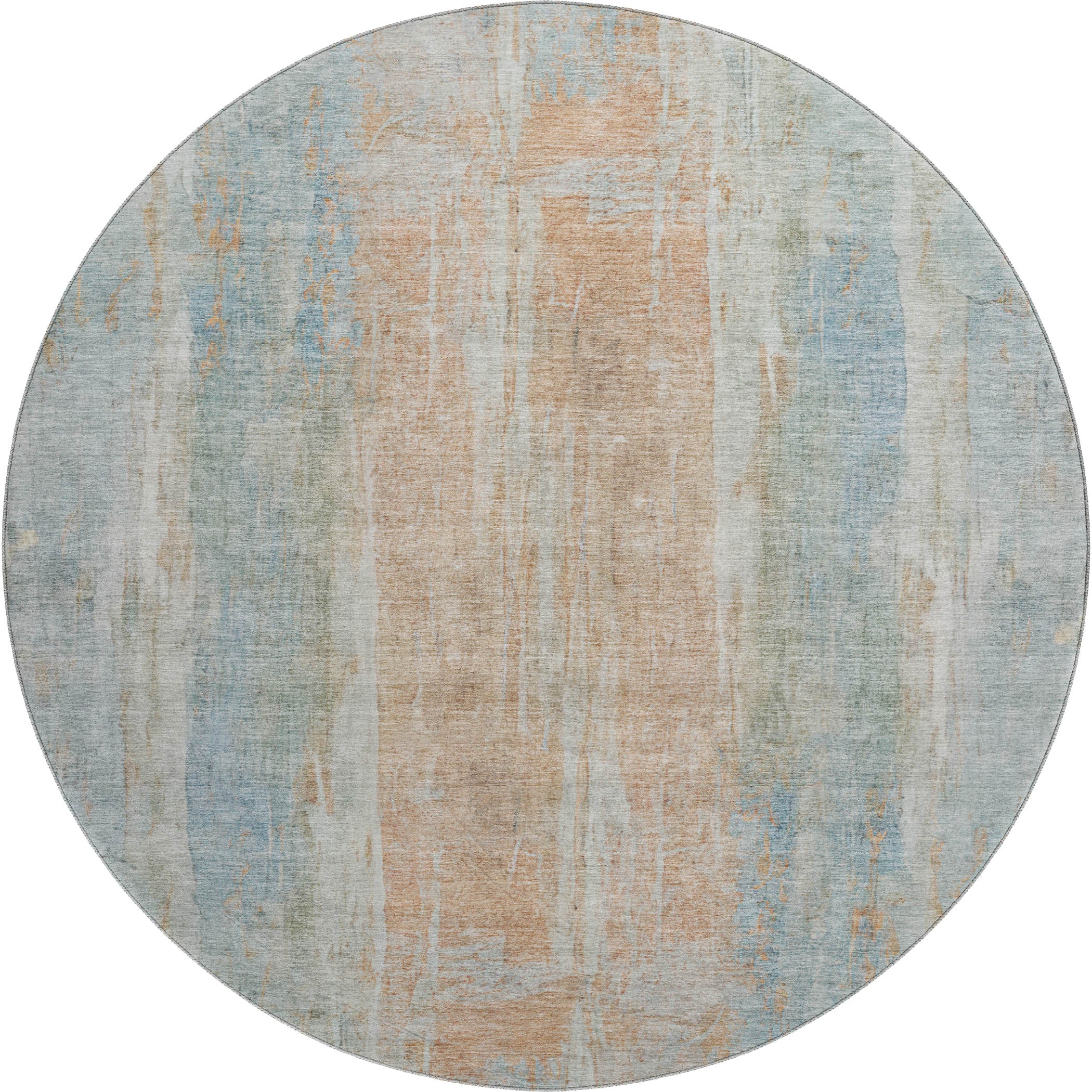 Dubrovnik Machine Washable Transitional Sky Blue Rug 8' x 8' #shape_Round