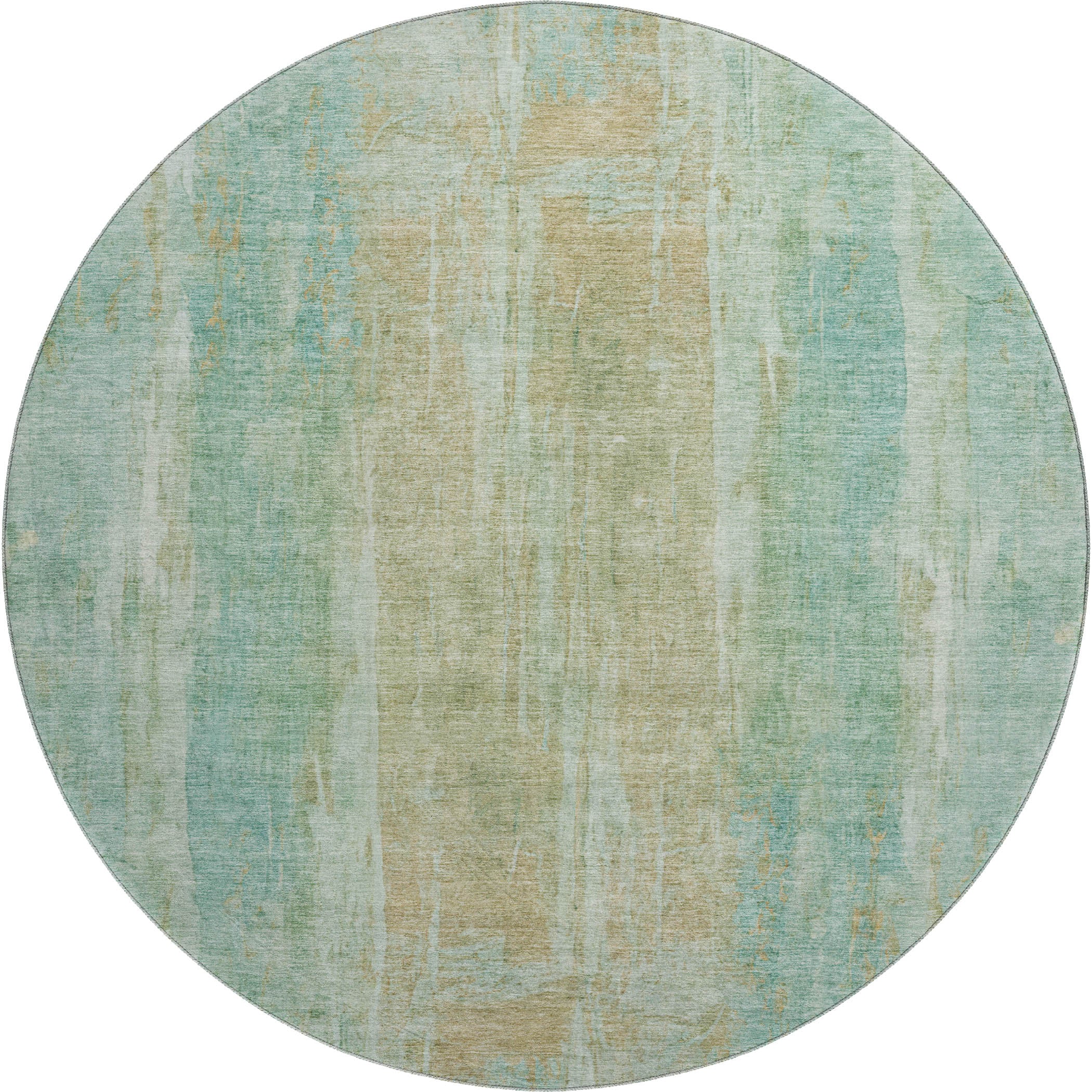 Dubrovnik Machine Washable Transitional Teal Rug 8' x 8' #shape_Round