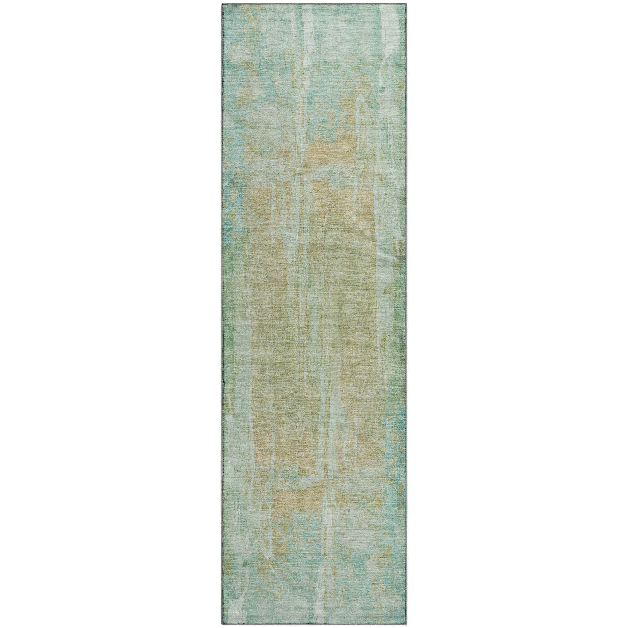 Dubrovnik Machine Washable Transitional Teal Rug 2'3" x 7'6" #shape_Runner