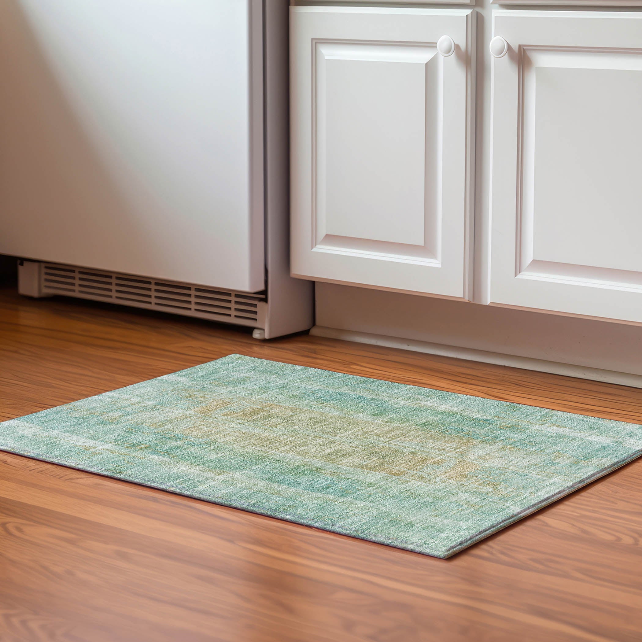 Dubrovnik Machine Washable Transitional Teal Rug 1'8" x 2'6" #shape_Rectangle