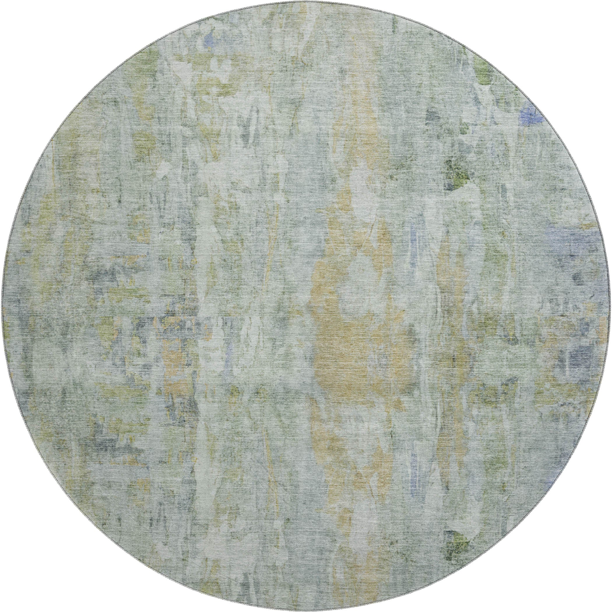 Queenstown Machine Washable Transitional Aloe Green Rug 8' x 8' #shape_Round