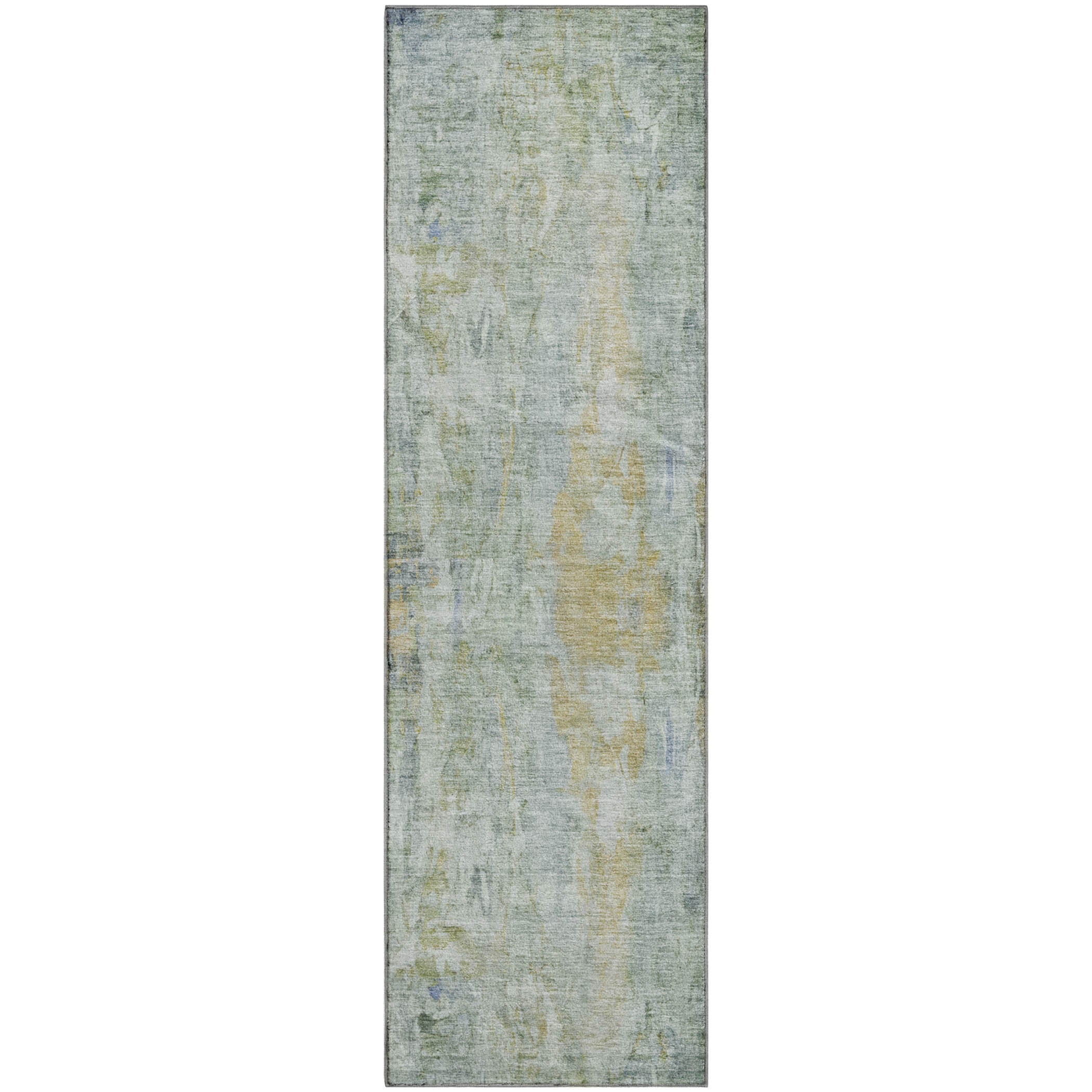 Queenstown Machine Washable Transitional Aloe Green Rug 2'3" x 7'6" #shape_Runner
