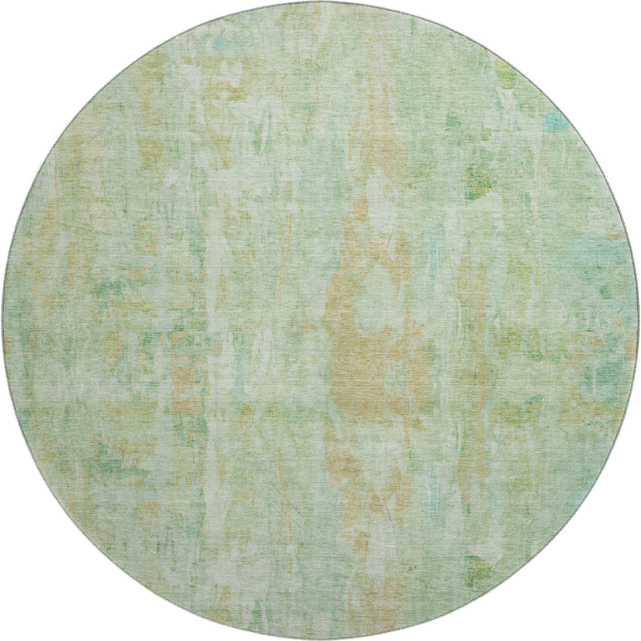 Queenstown Machine Washable Transitional Basil Green Rug 8' x 8' #shape_Round