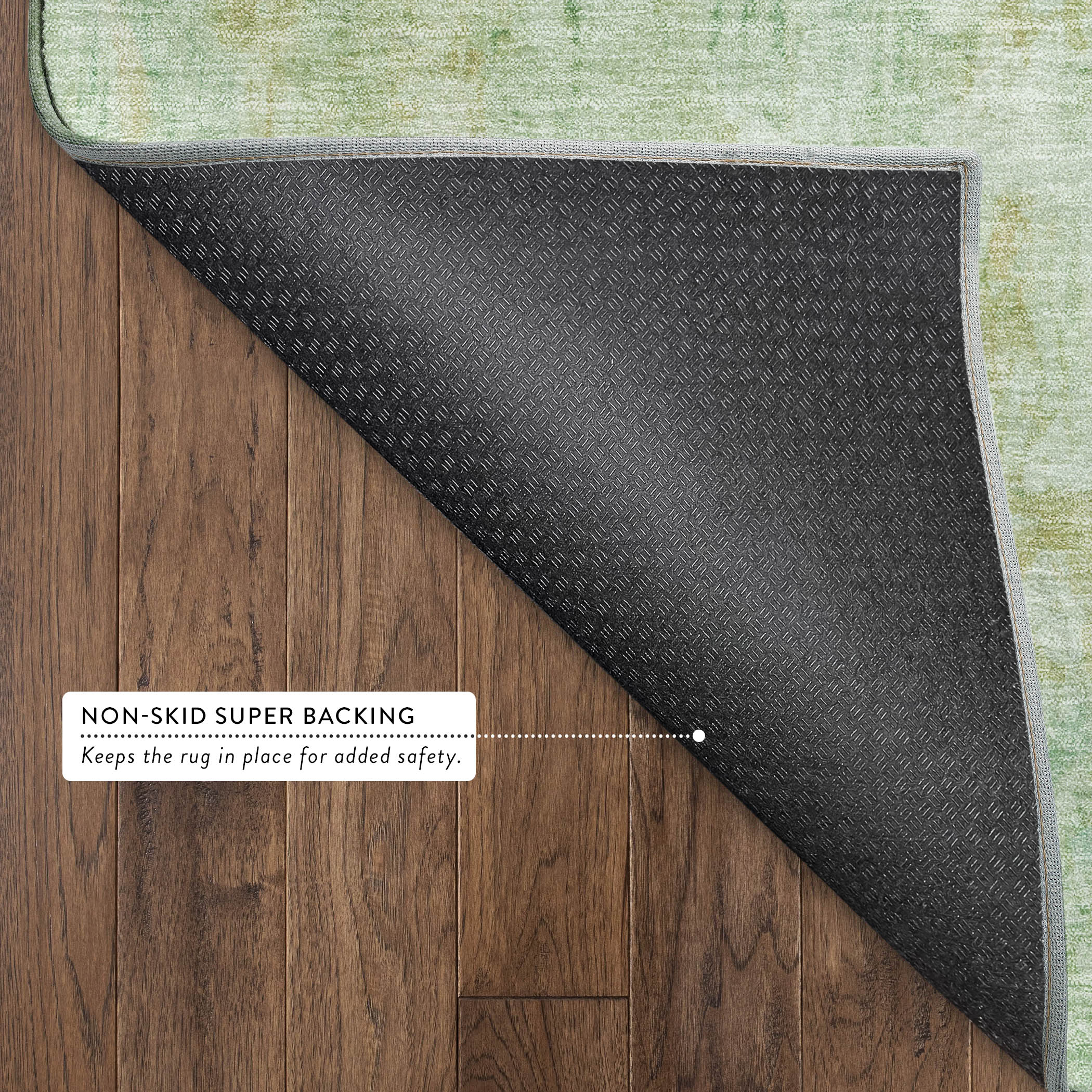 Queenstown Machine Washable Transitional Basil Green Rug 1'8" x 2'6" #shape_Rectangle