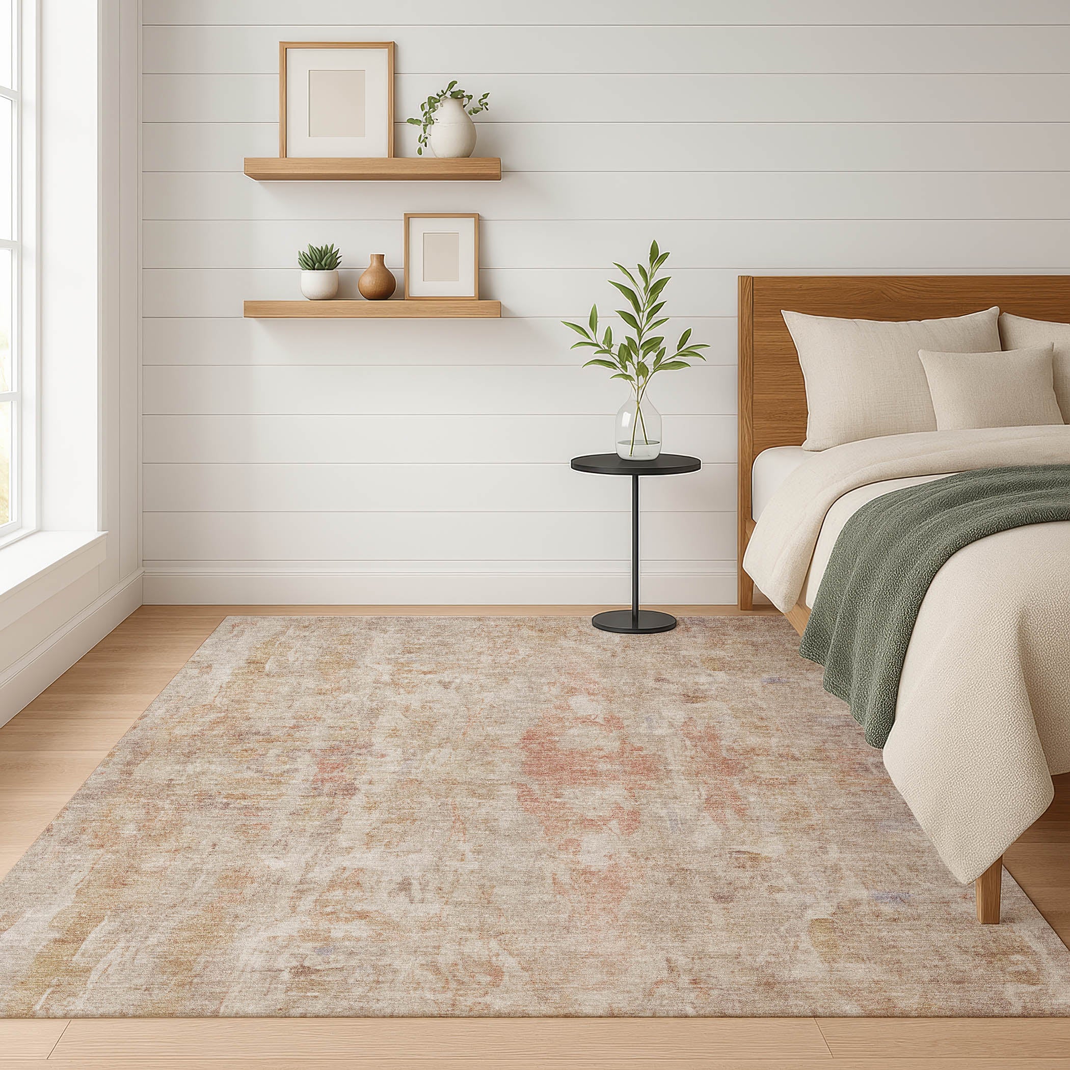 Queenstown Machine Washable Transitional Beige Brown Rug 3' x 5' #shape_Rectangle