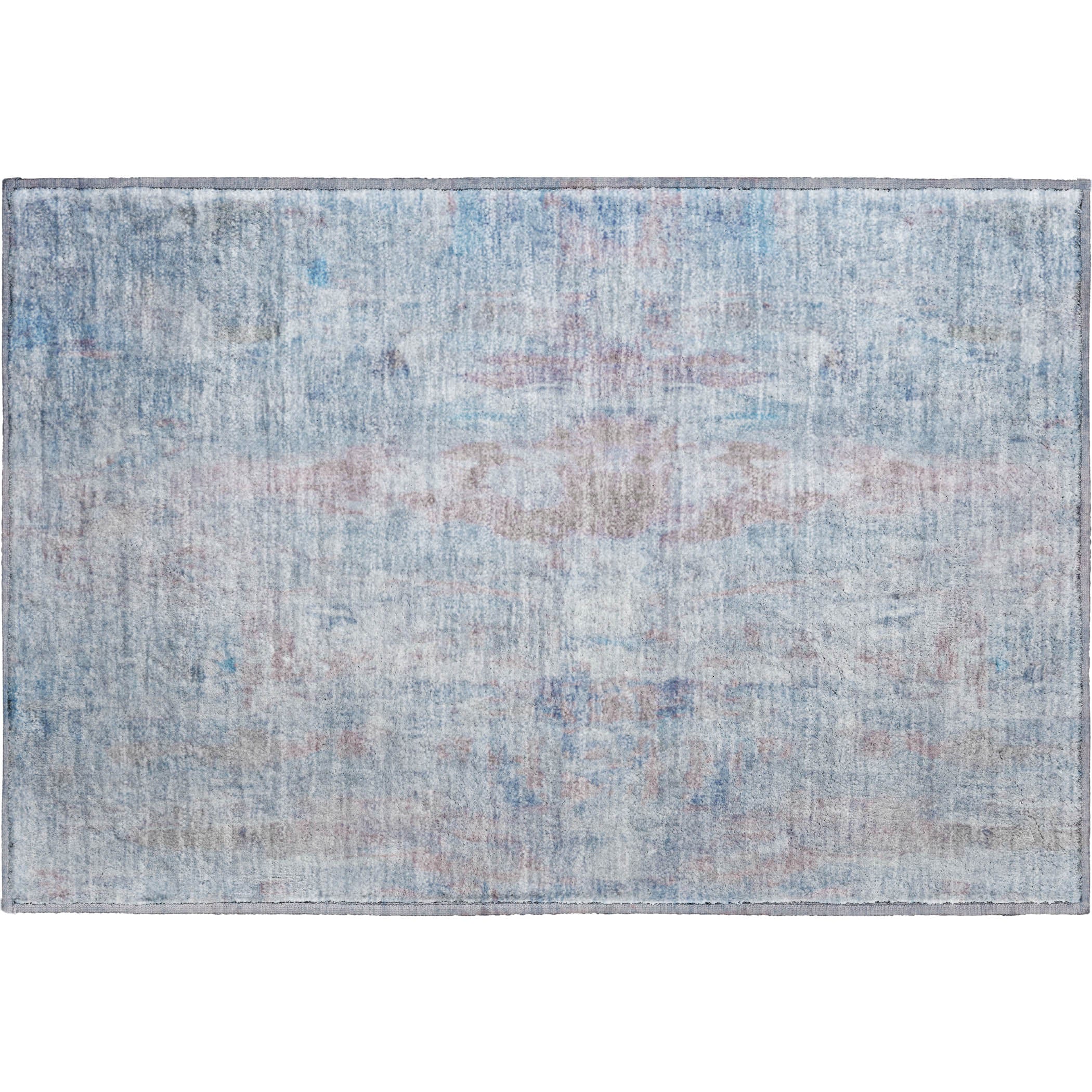 Queenstown Machine Washable Transitional Blue Rug 1'8" x 2'6" #shape_Rectangle