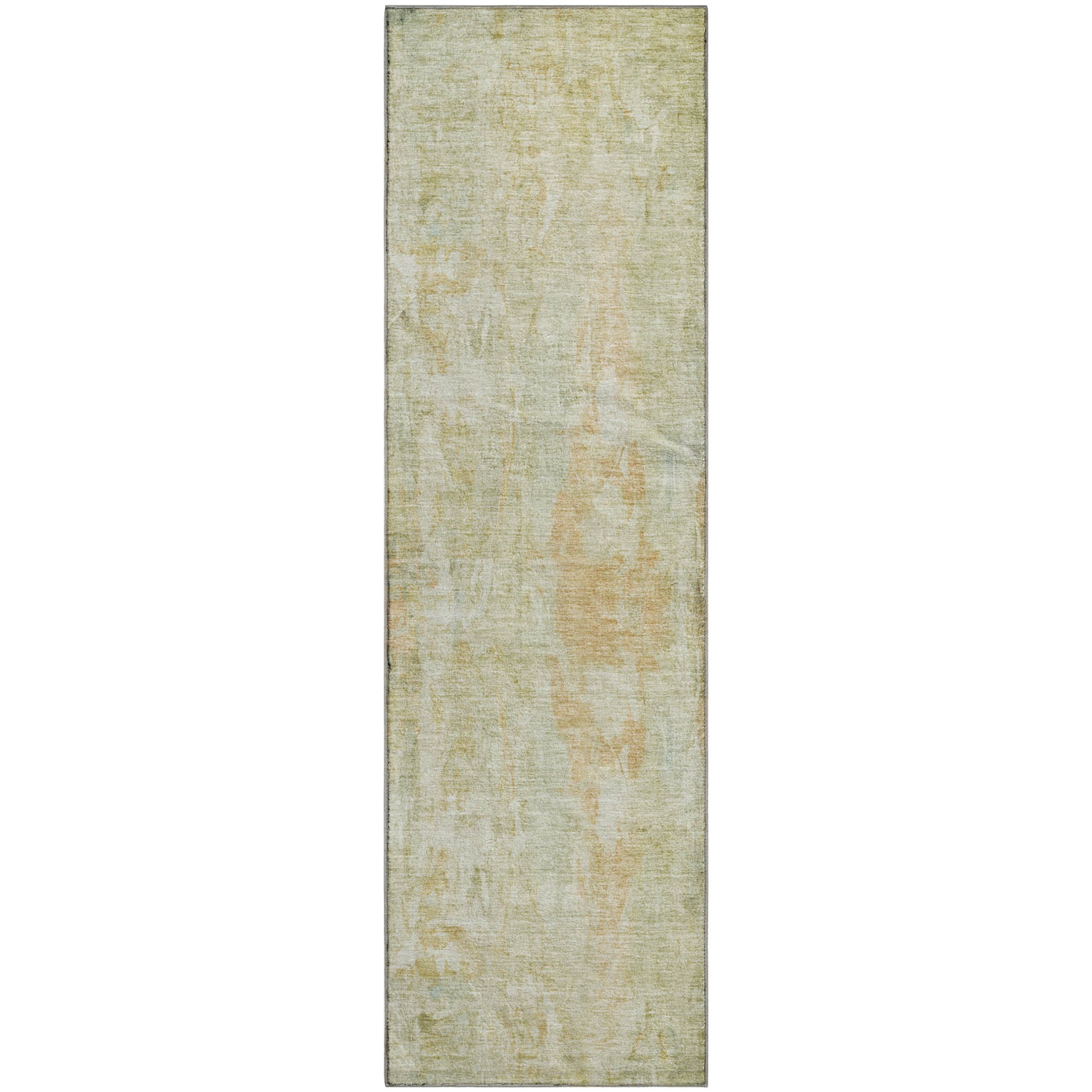 Queenstown Machine Washable Transitional Celery Green Rug 2'3" x 7'6" #shape_Runner