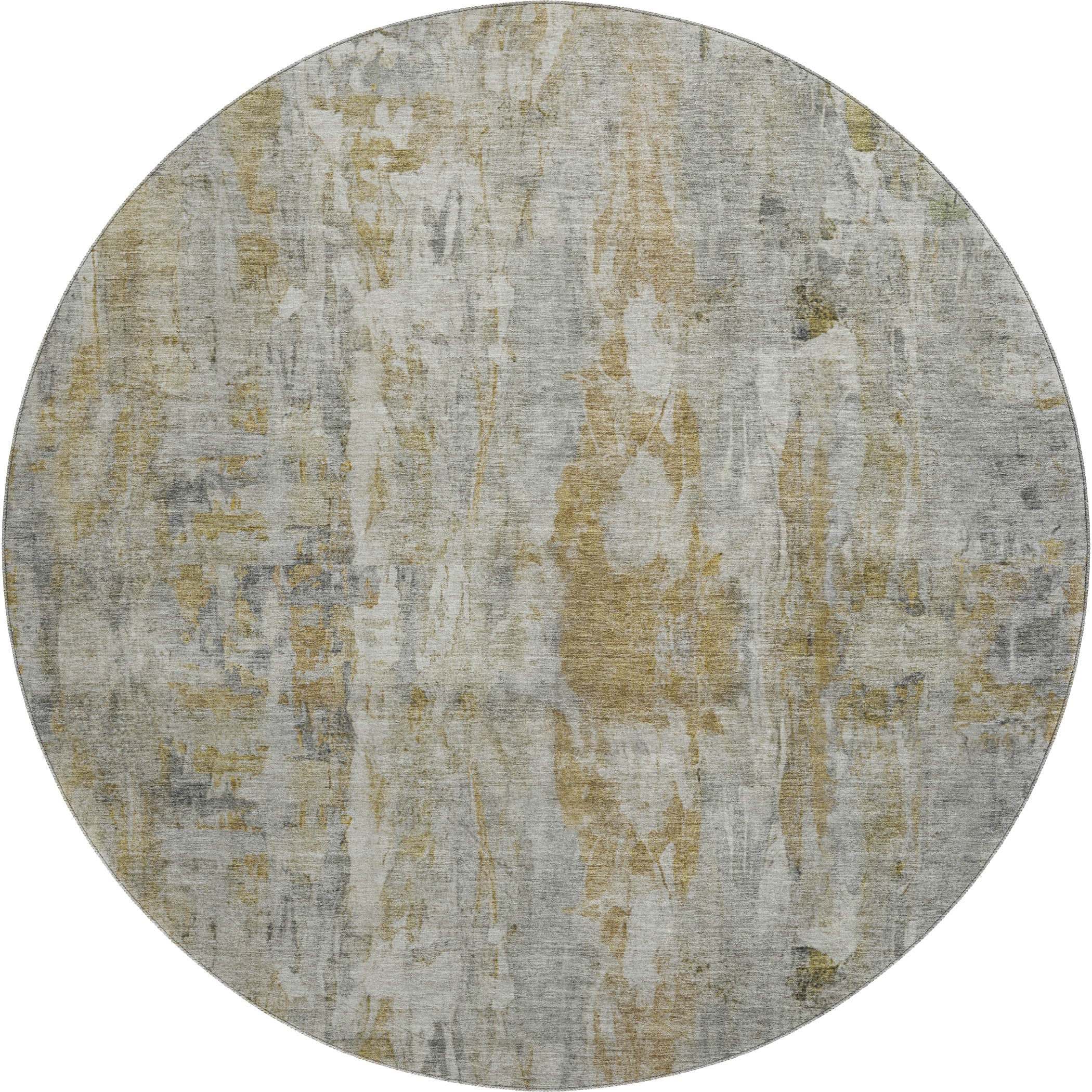 Queenstown Machine Washable Transitional Pewter Gray Rug 8' x 8' #shape_Round
