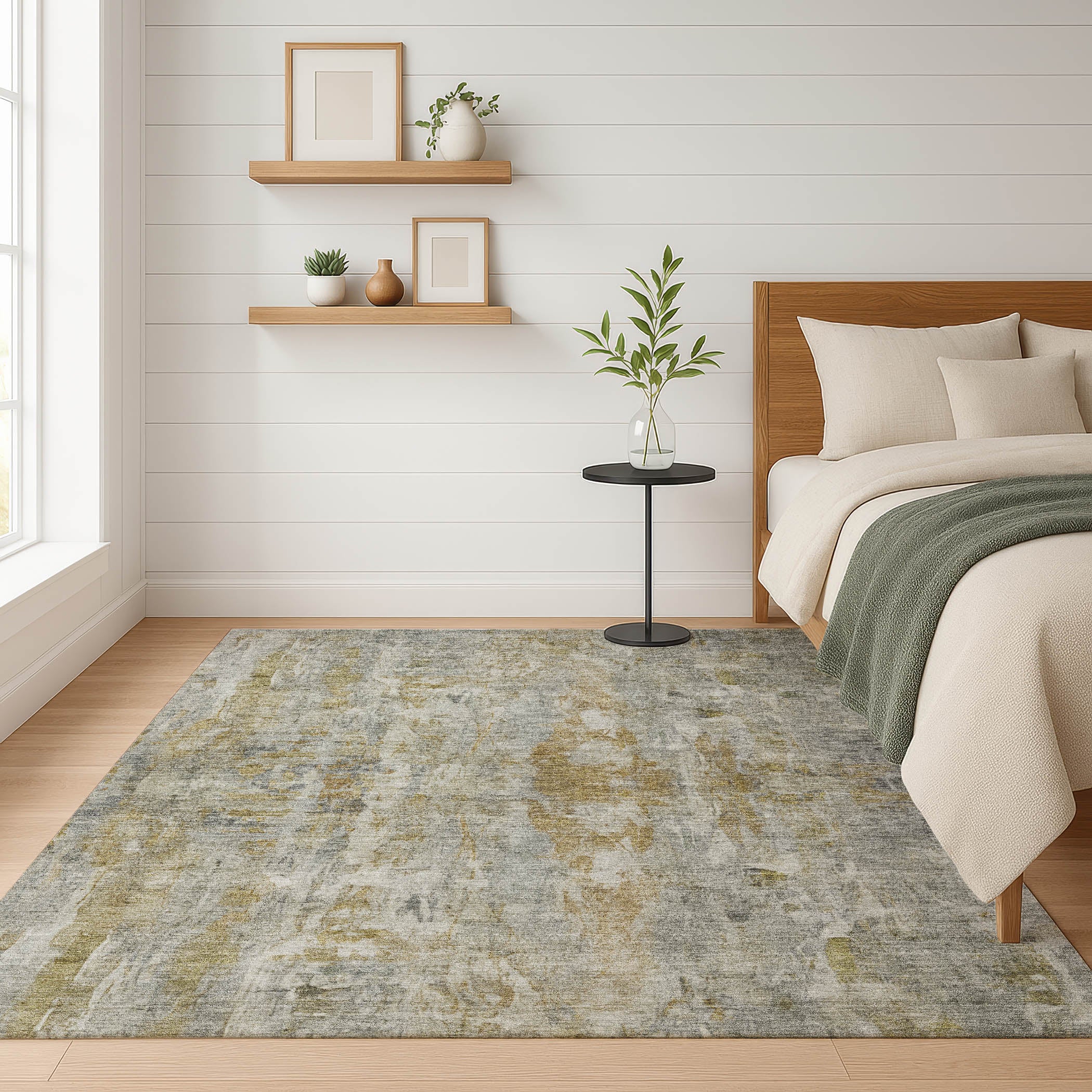 Queenstown Machine Washable Transitional Pewter Gray Rug 3' x 5' #shape_Rectangle