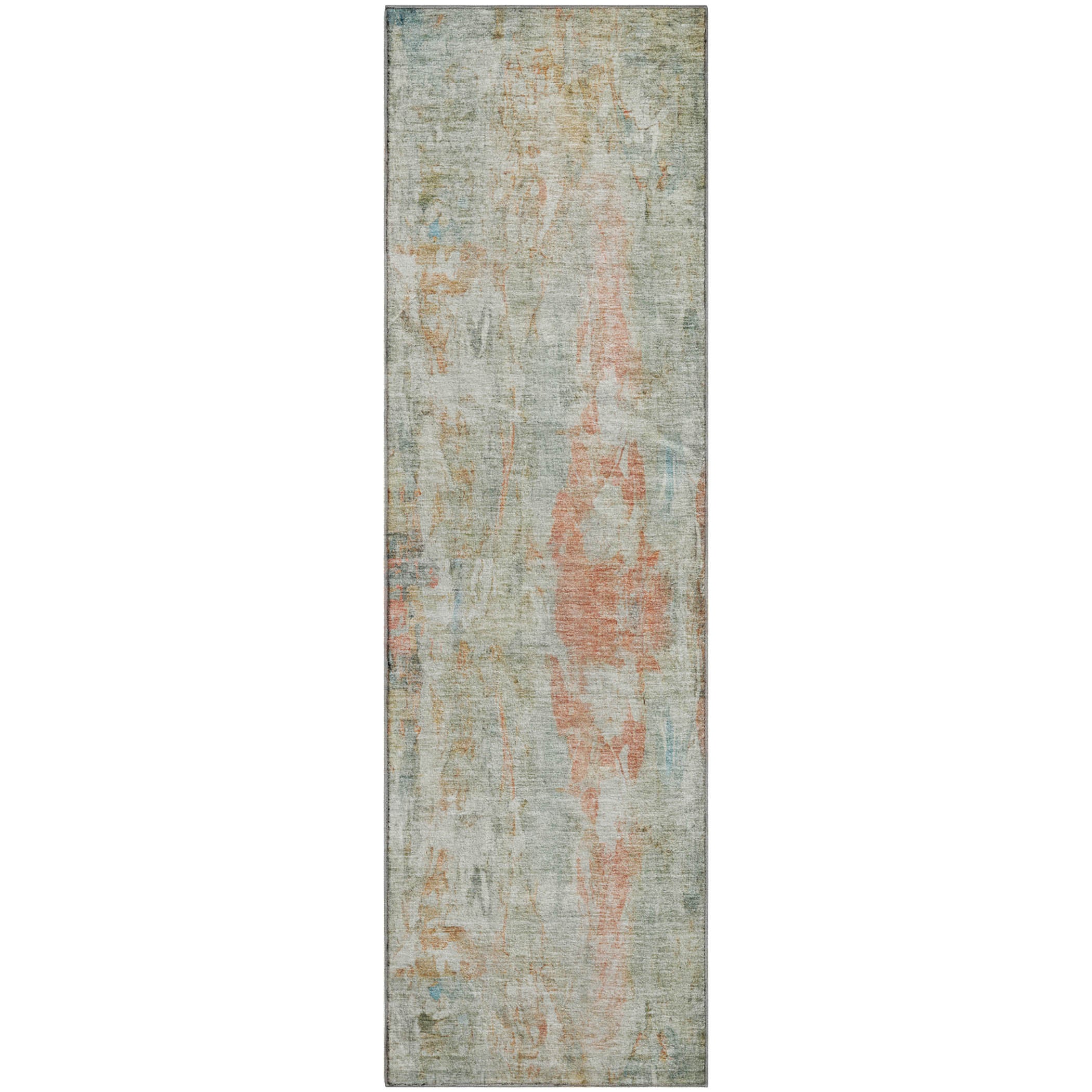 Queenstown Machine Washable Transitional Sage Green Rug 2'3" x 7'6" #shape_Runner