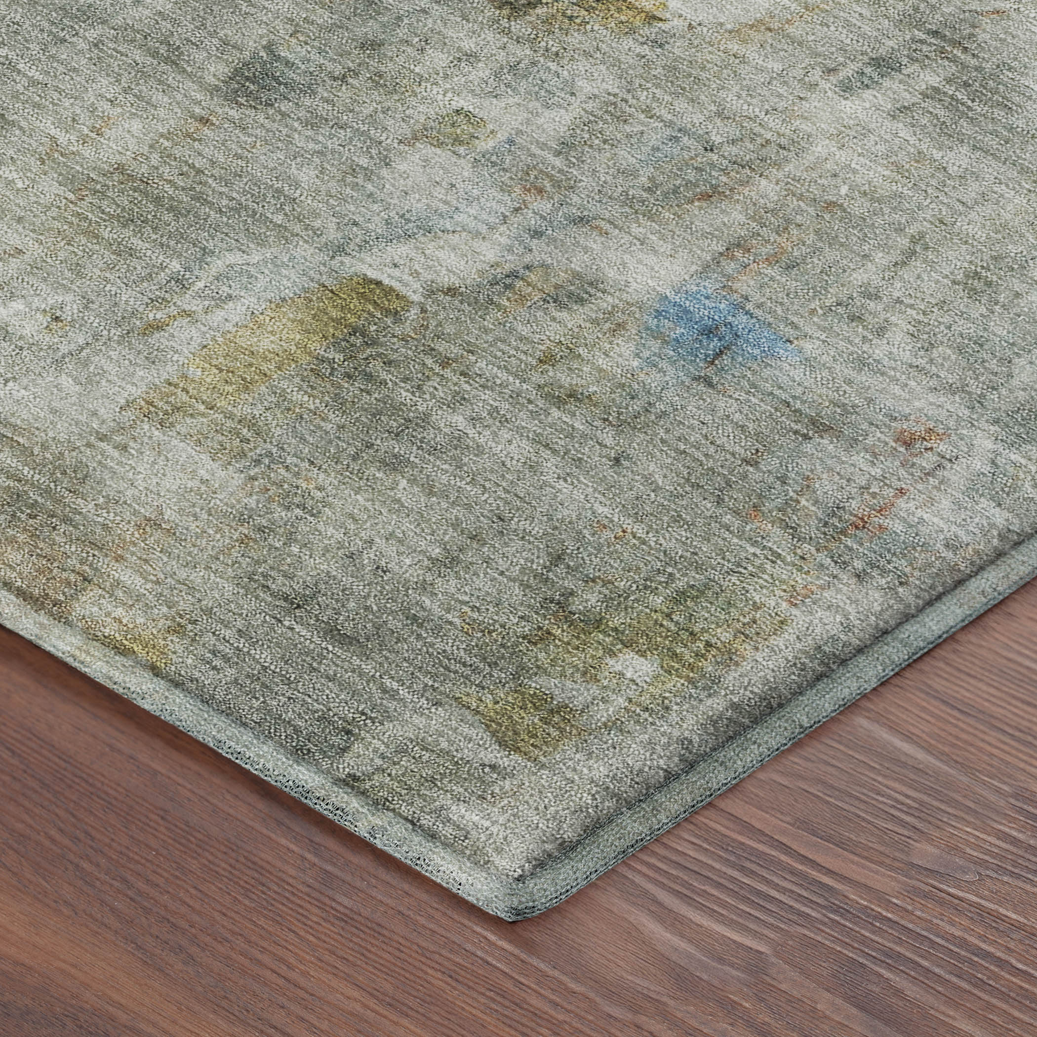 Queenstown Machine Washable Transitional Sage Green Rug 1'8" x 2'6" #shape_Rectangle
