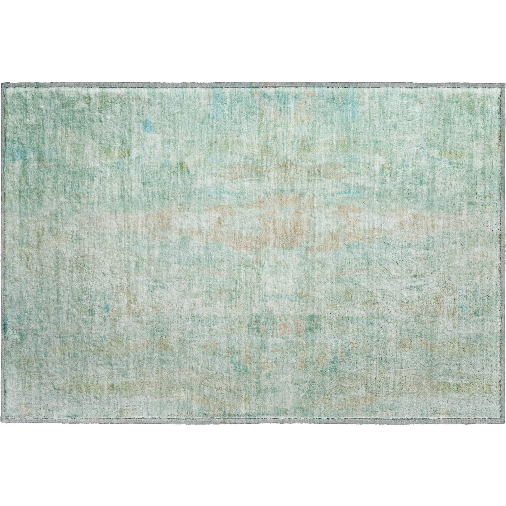 Queenstown Machine Washable Transitional Turquoise Teal Rug 1'8" x 2'6" #shape_Rectangle