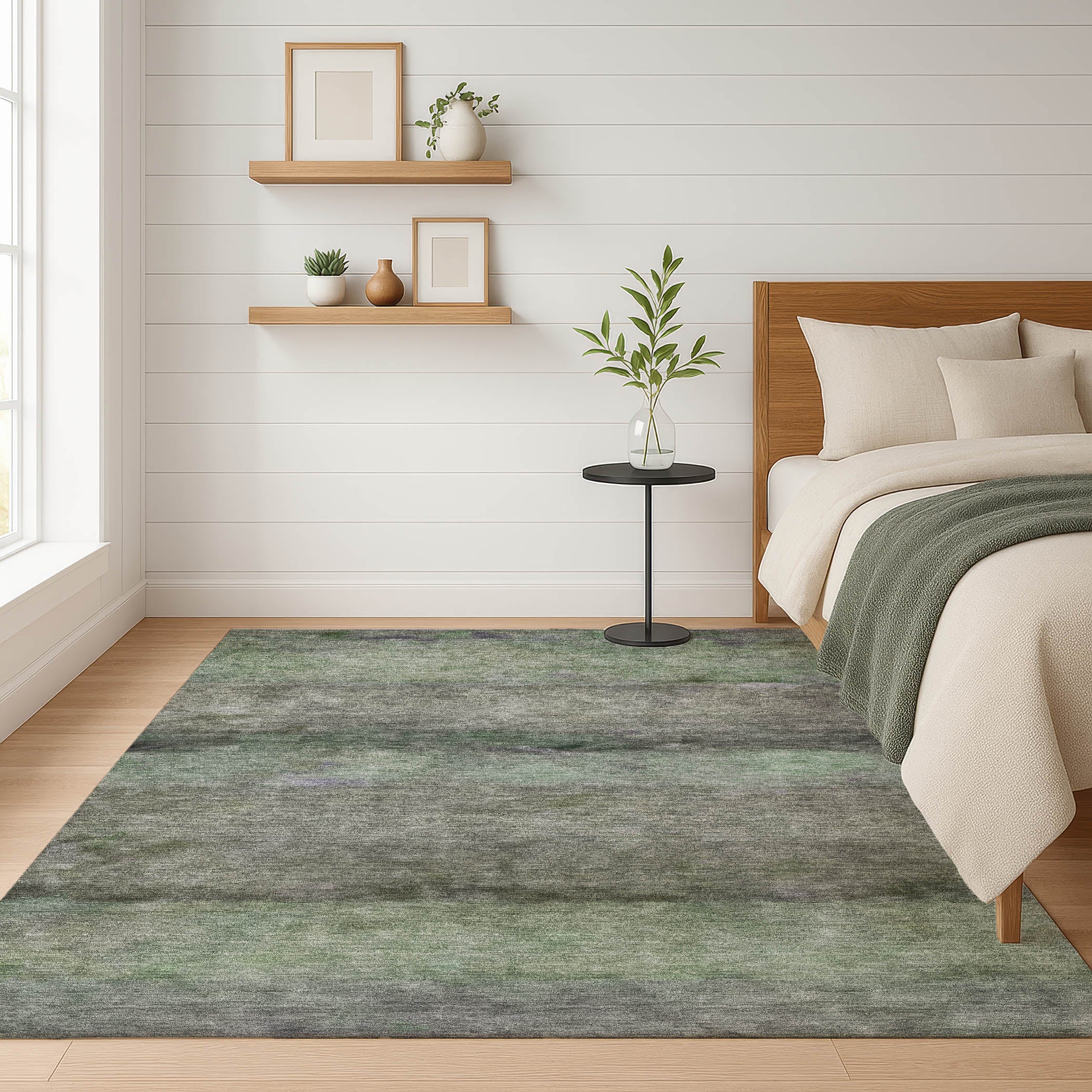 Cartagena Machine Washable Transitional Aloe Green Rug 3' x 5' #shape_Rectangle
