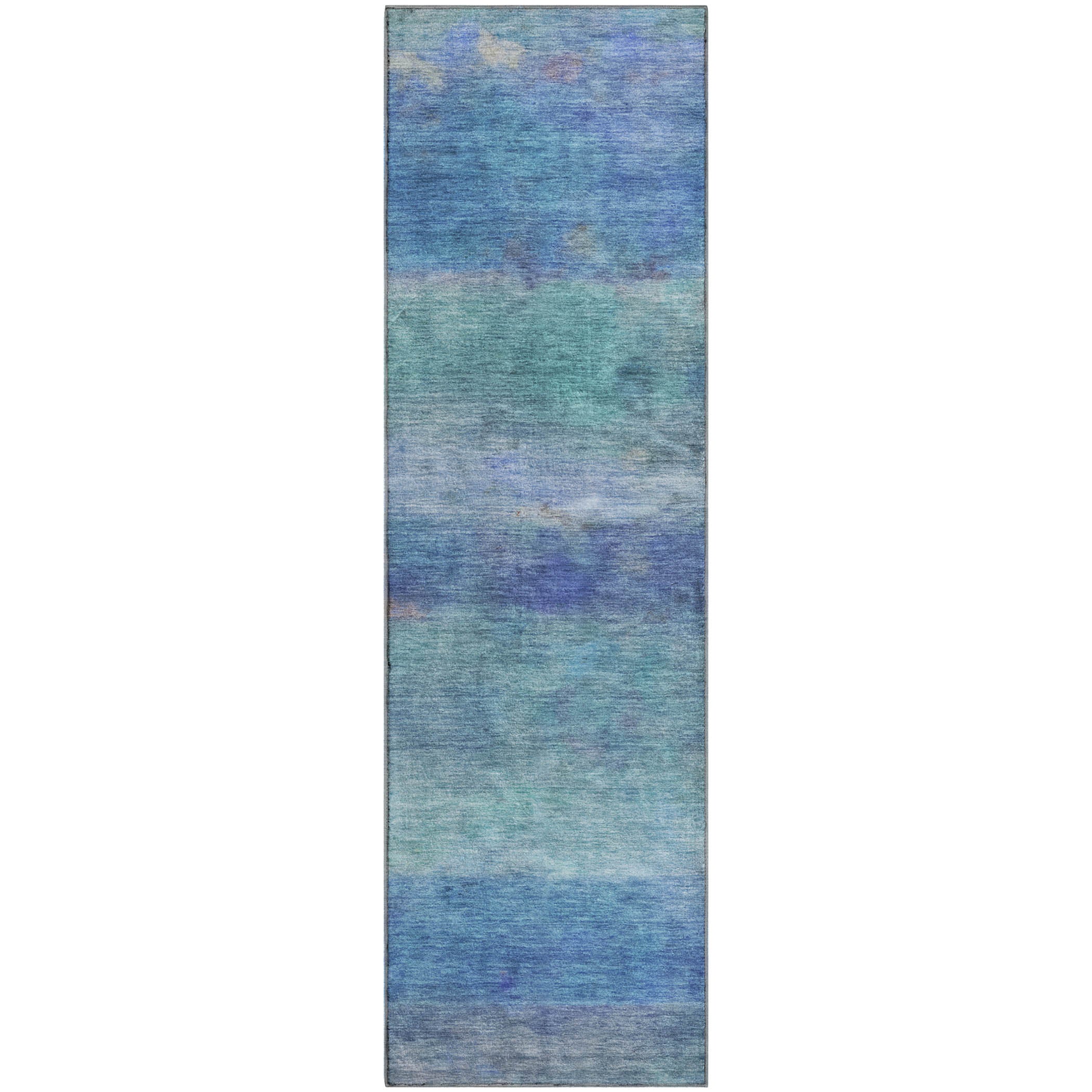 Cartagena Machine Washable Transitional Blue Rug 2'3" x 7'6" #shape_Runner