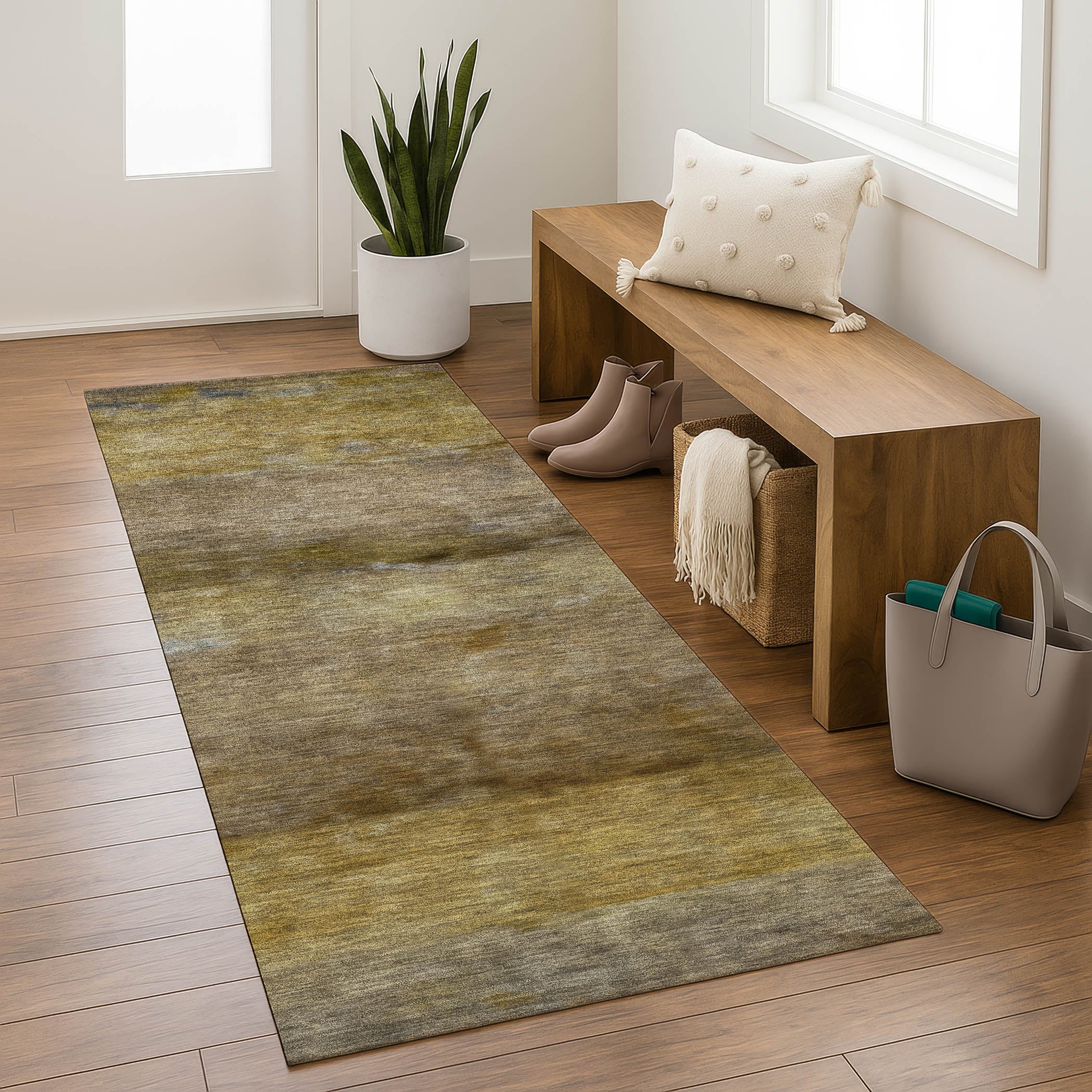 Cartagena Machine Washable Transitional Brown Rug 2'3" x 7'6" #shape_Runner