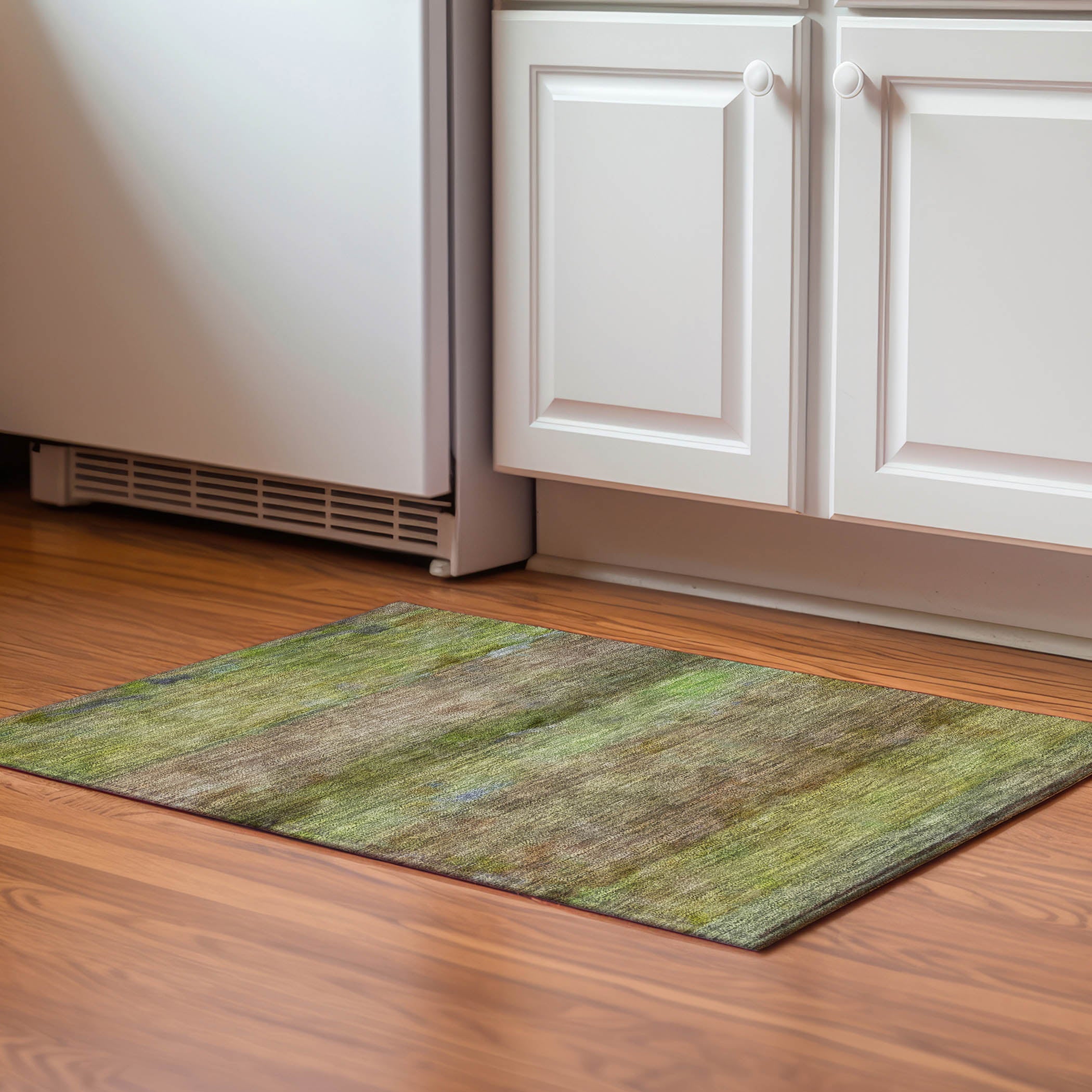 Cartagena Machine Washable Transitional Olive Green Rug 1'8" x 2'6" #shape_Rectangle