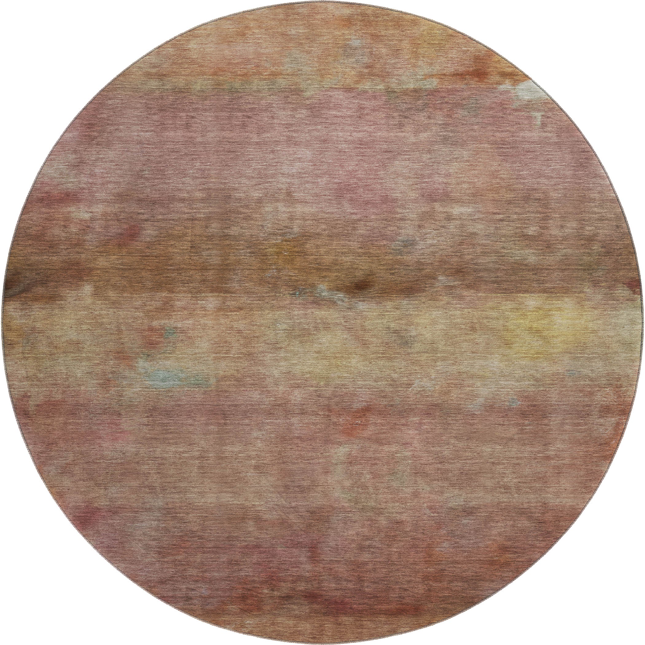 Cartagena Machine Washable Transitional Terracotta Orange Rug 8' x 8' #shape_Round