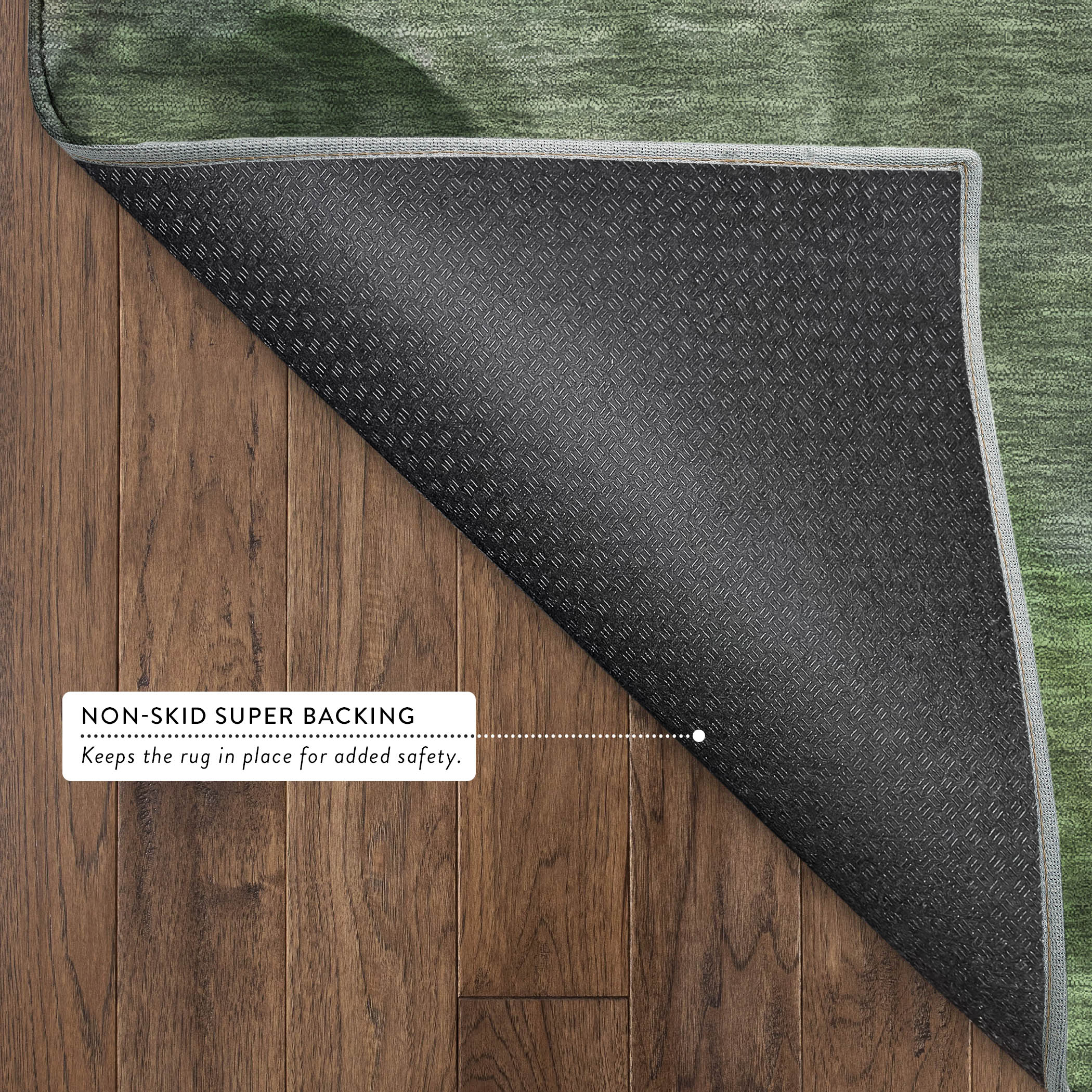 Porto Machine Washable Transitional Green Rug 1'8" x 2'6" #shape_Rectangle