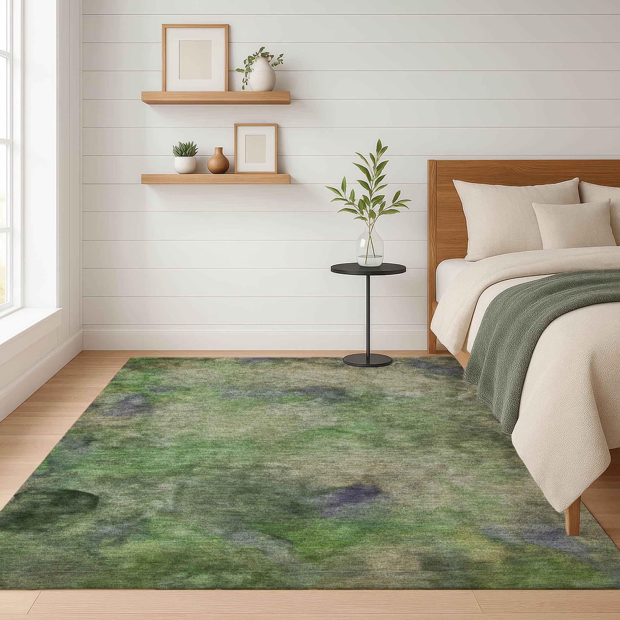 Porto Machine Washable Transitional Green Rug 3' x 5' #shape_Rectangle