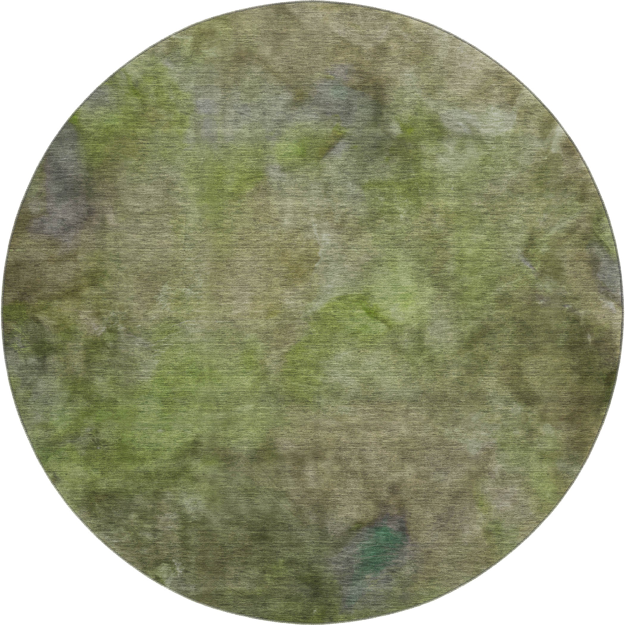 Porto Machine Washable Transitional Olive Green Rug 8' x 8' #shape_Round