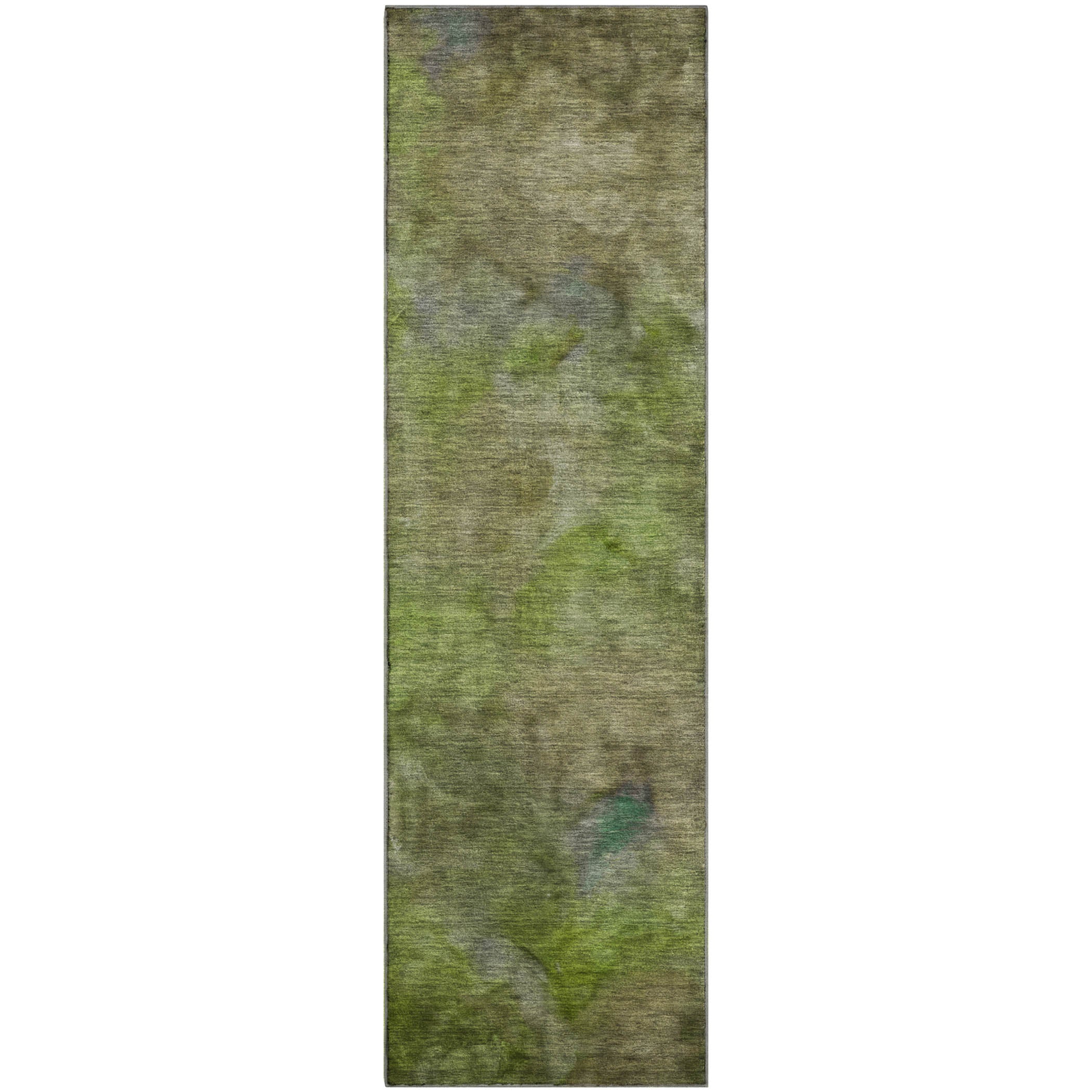 Porto Machine Washable Transitional Olive Green Rug 2'3" x 7'6" #shape_Runner