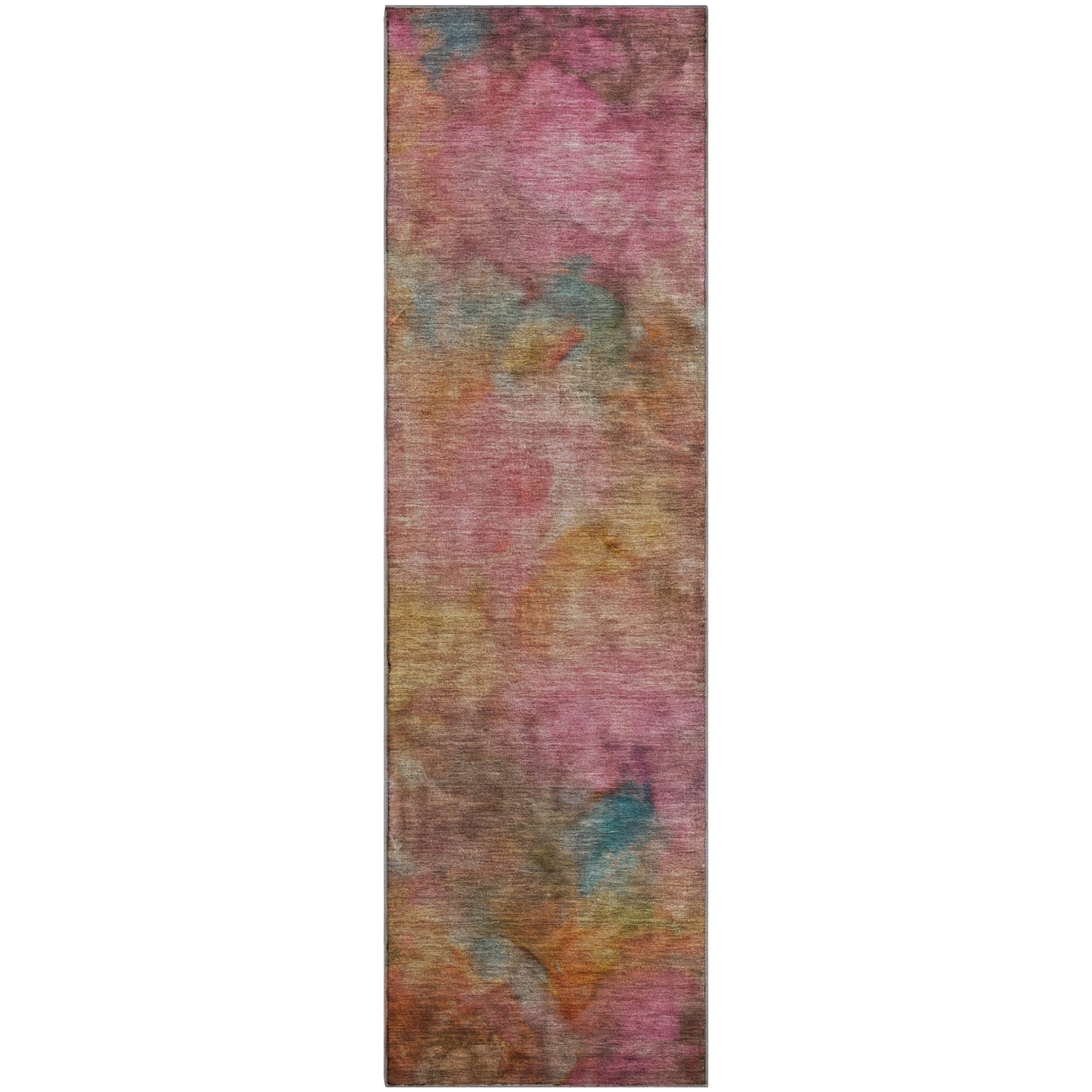 Porto Machine Washable Transitional Pink Rug 2'3" x 7'6" #shape_Runner
