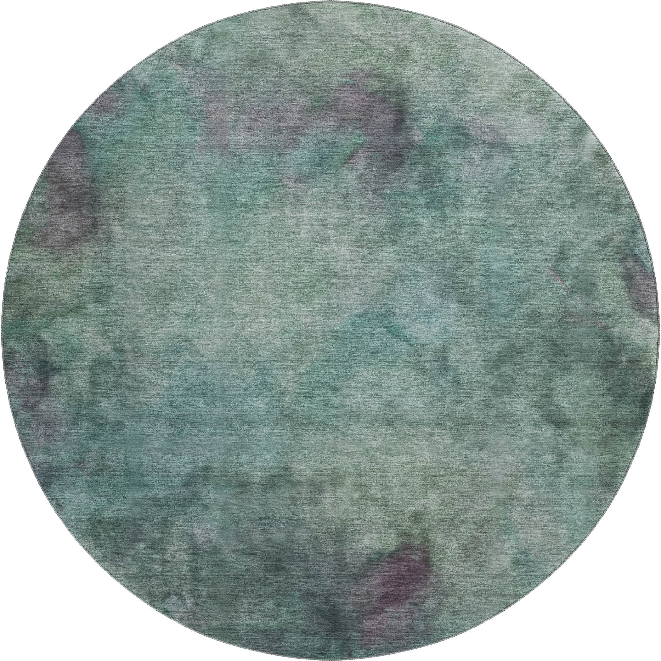 Porto Machine Washable Transitional Teal Rug 8' x 8' #shape_Round