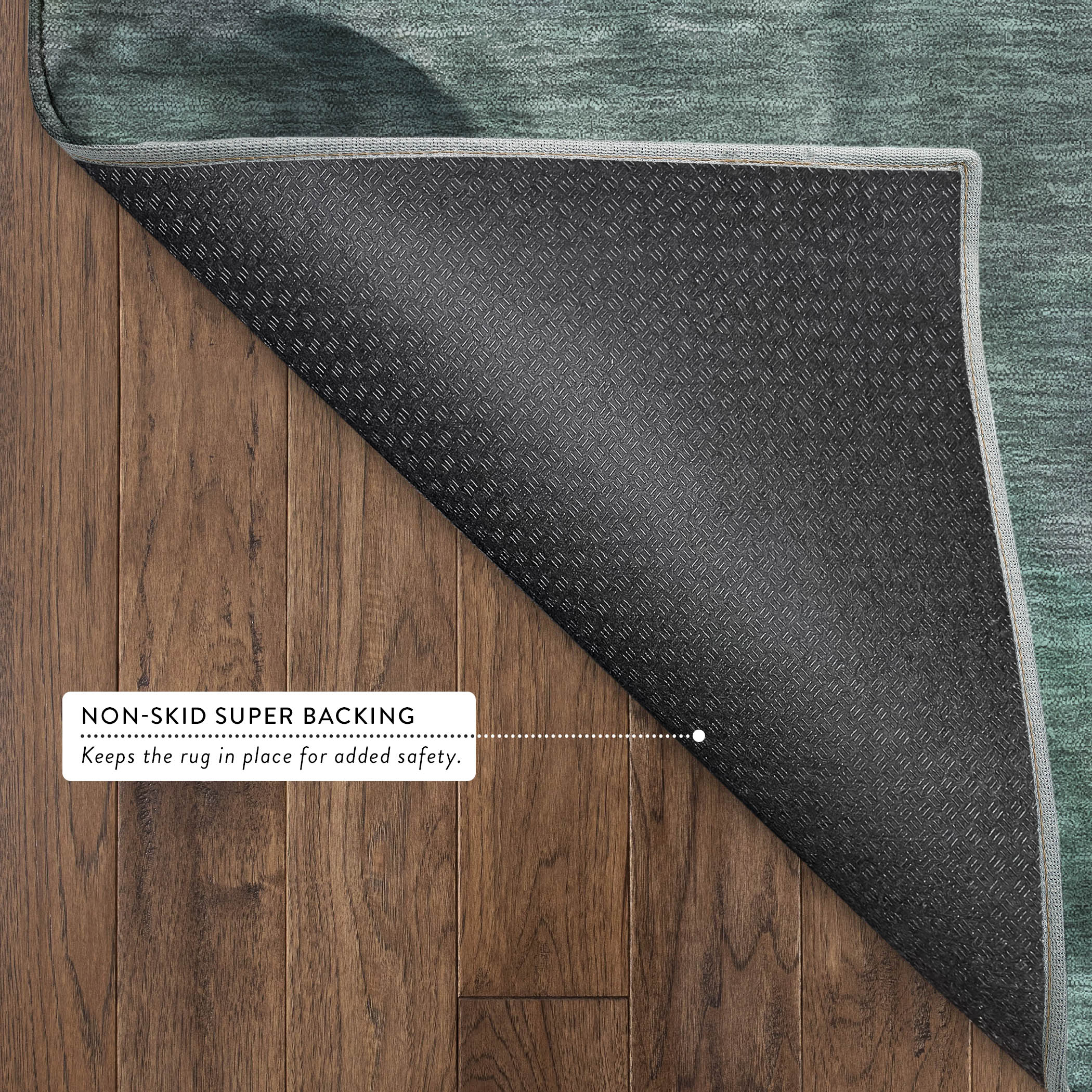 Porto Machine Washable Transitional Teal Rug 1'8" x 2'6" #shape_Rectangle