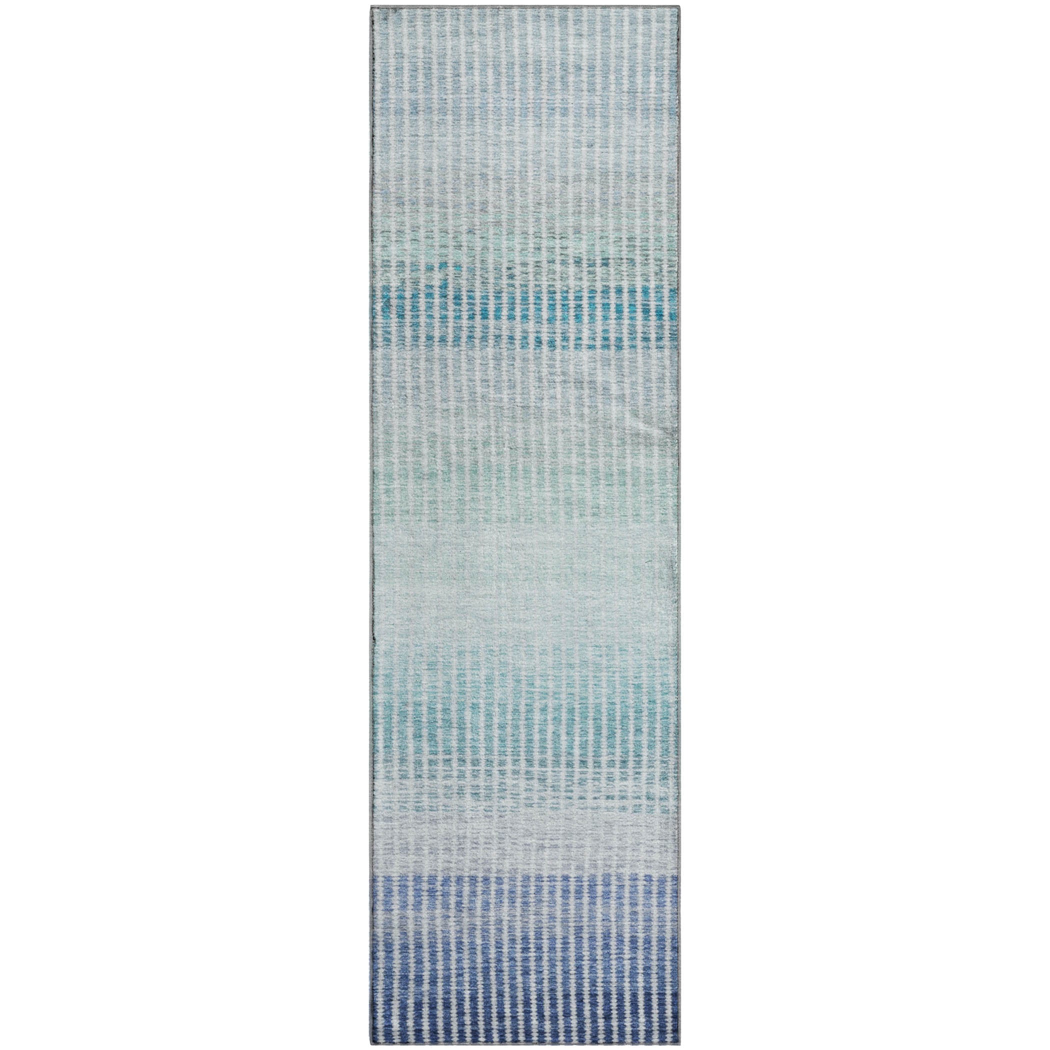 Prague Machine Washable Transitional Blue Rug 2'3" x 7'6" #shape_Runner