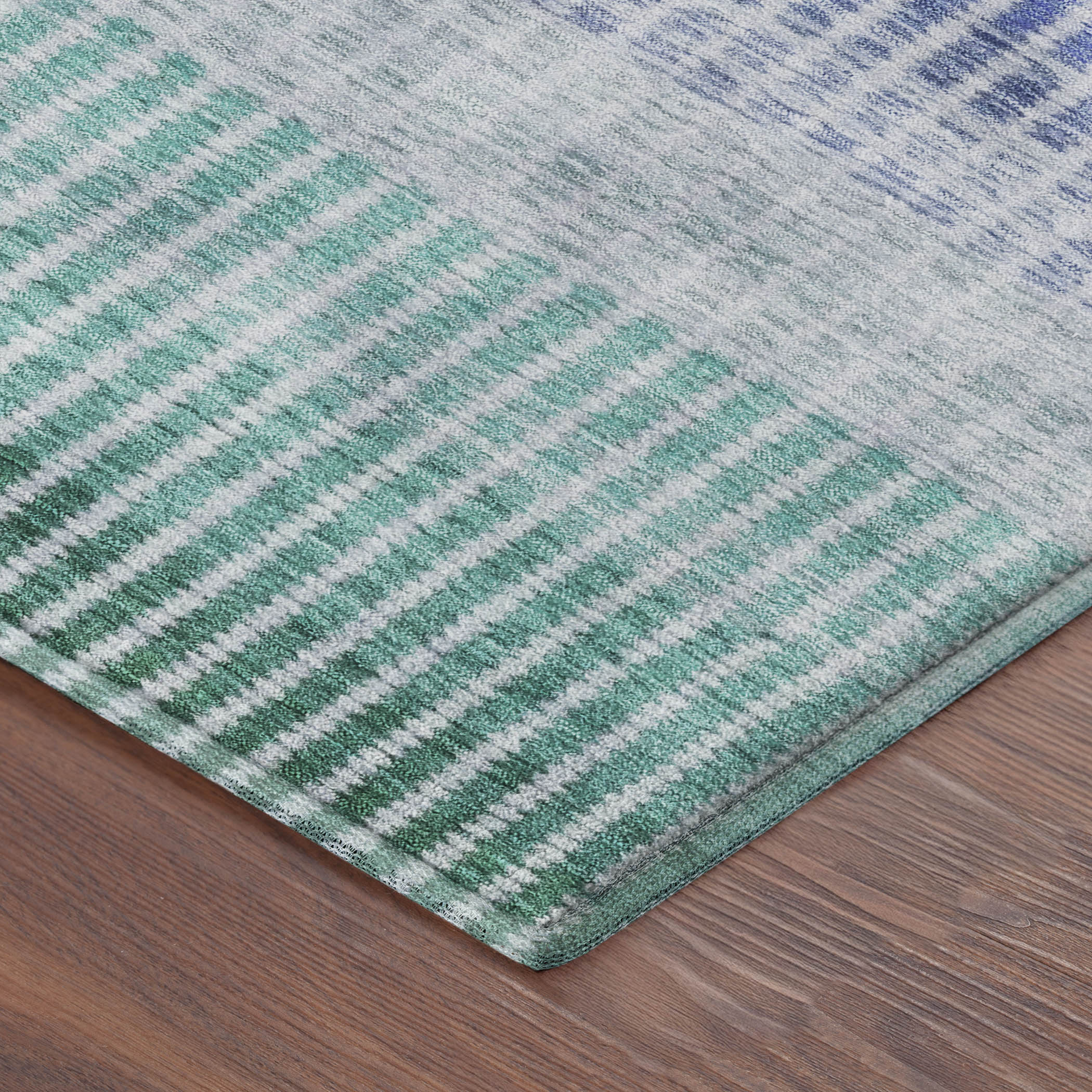 Prague Machine Washable Transitional Green Rug 1'8" x 2'6" #shape_Rectangle