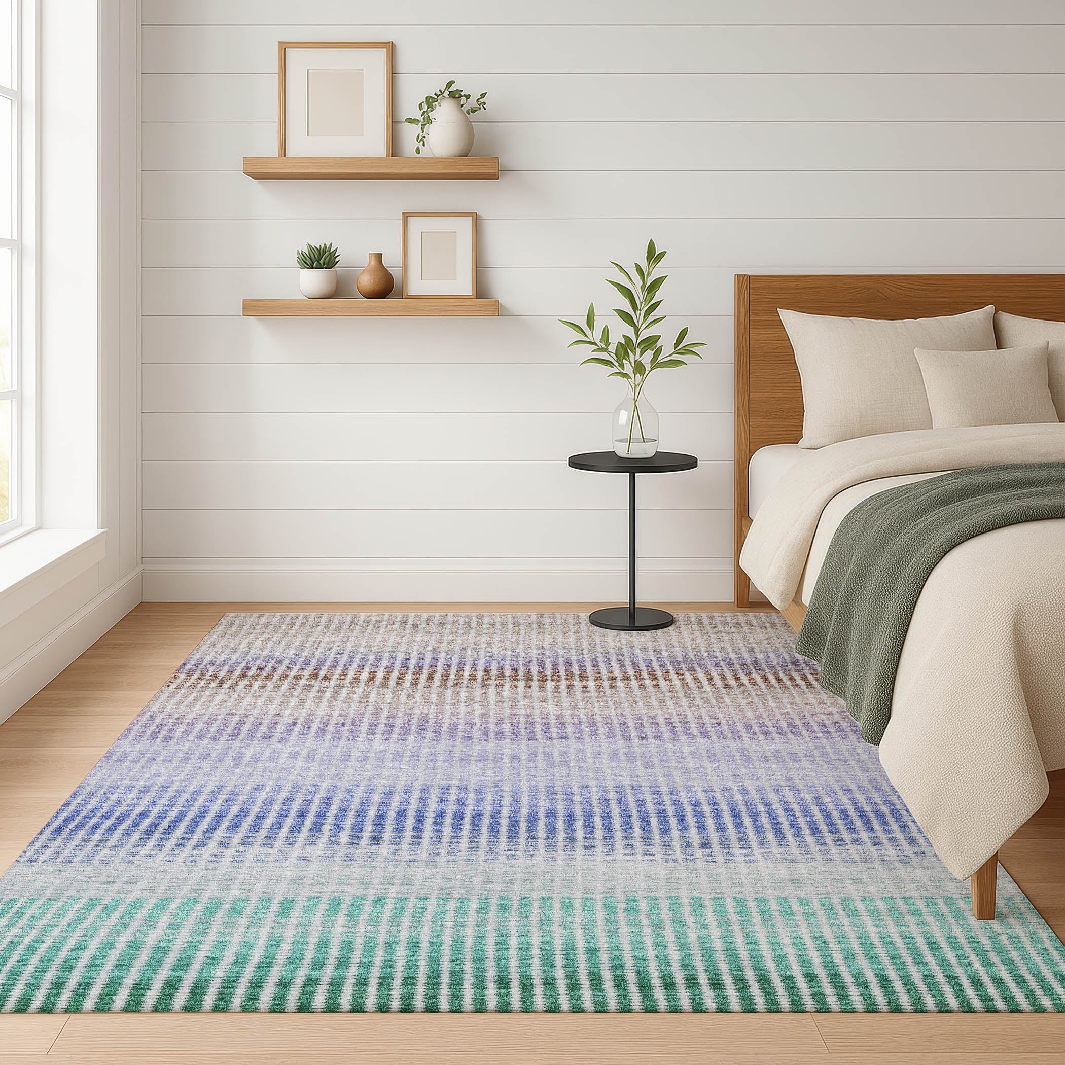 Prague Machine Washable Transitional Green Rug 3' x 5' #shape_Rectangle