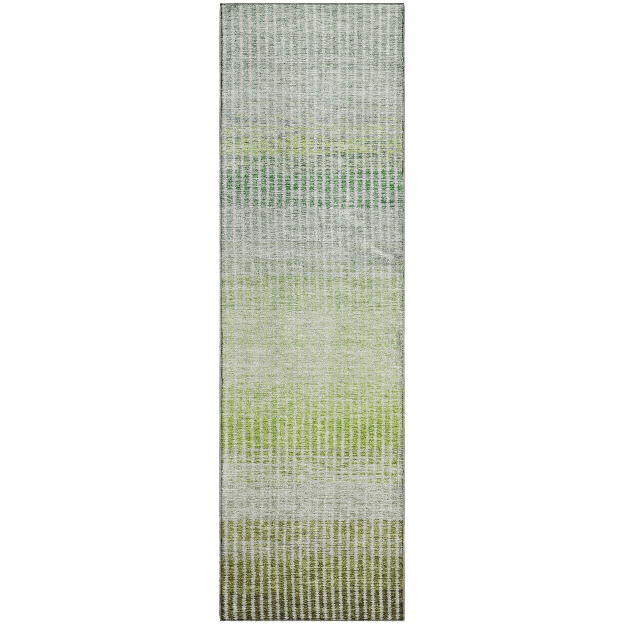 Prague Machine Washable Transitional Olive Green Rug 2'3" x 7'6" #shape_Runner
