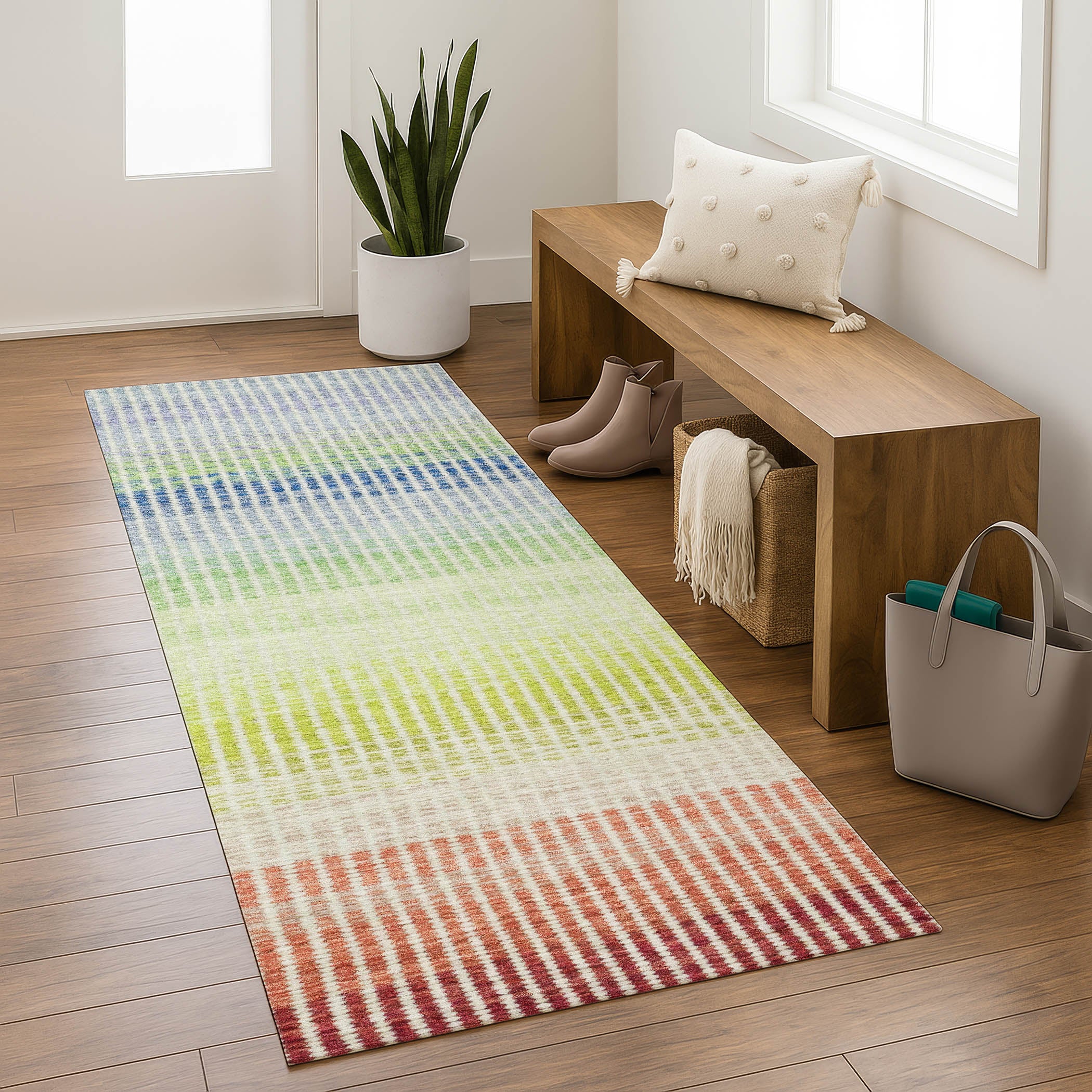 Prague Machine Washable Transitional Paprika Orange Rug 2'3" x 7'6" #shape_Runner