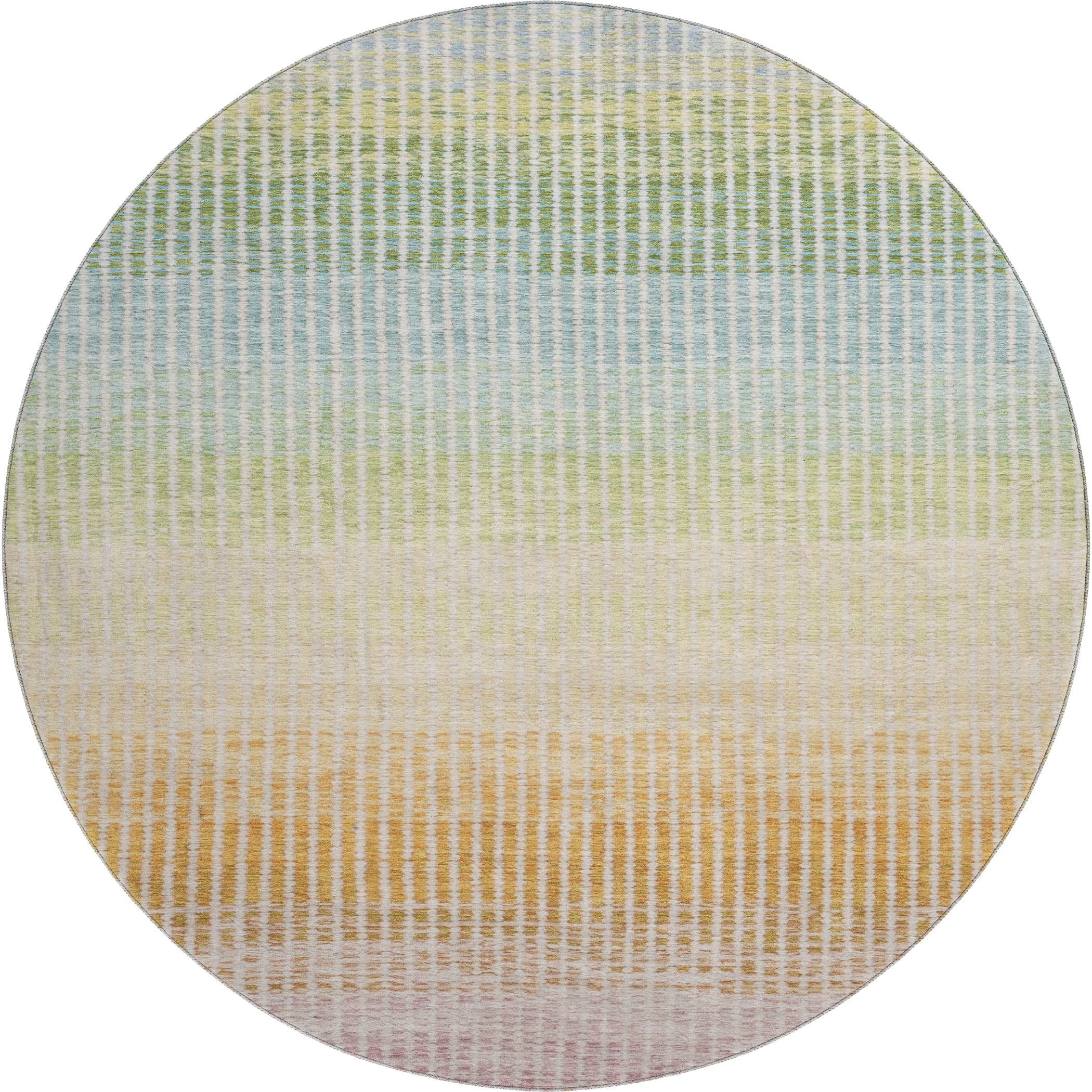 Prague Machine Washable Transitional Salmon Orange Rug 8' x 8' #shape_Round