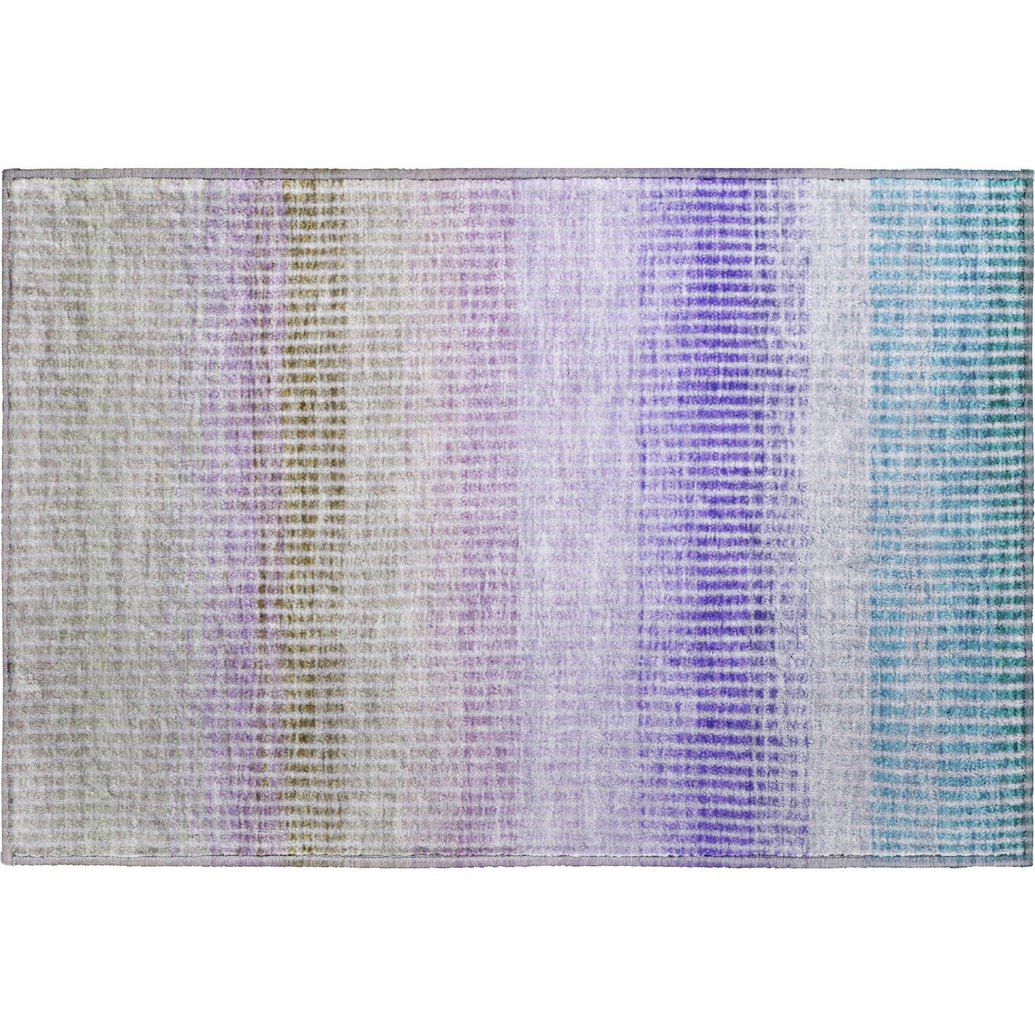 Prague Machine Washable Transitional Teal Rug 1'8" x 2'6" #shape_Rectangle