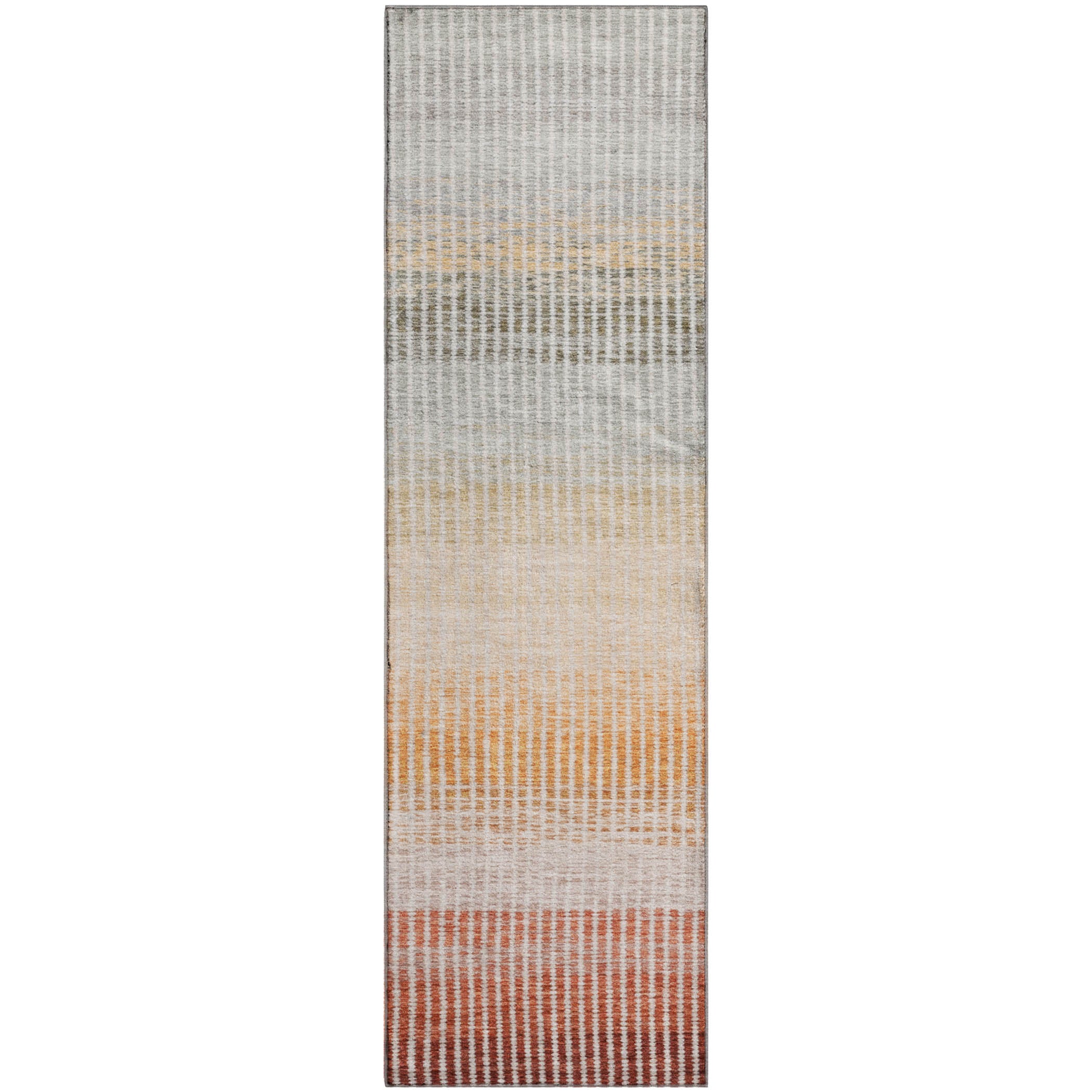 Prague Machine Washable Transitional Terracotta Orange Rug 2'3" x 7'6" #shape_Runner