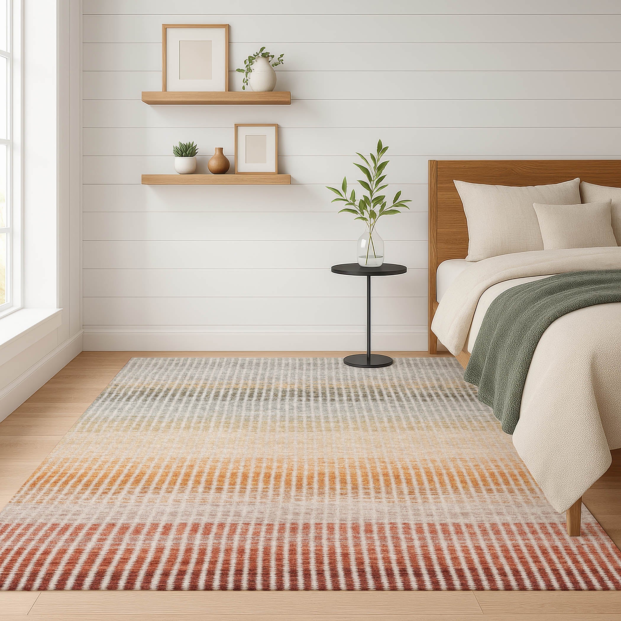 Prague Machine Washable Transitional Terracotta Orange Rug 3' x 5' #shape_Rectangle