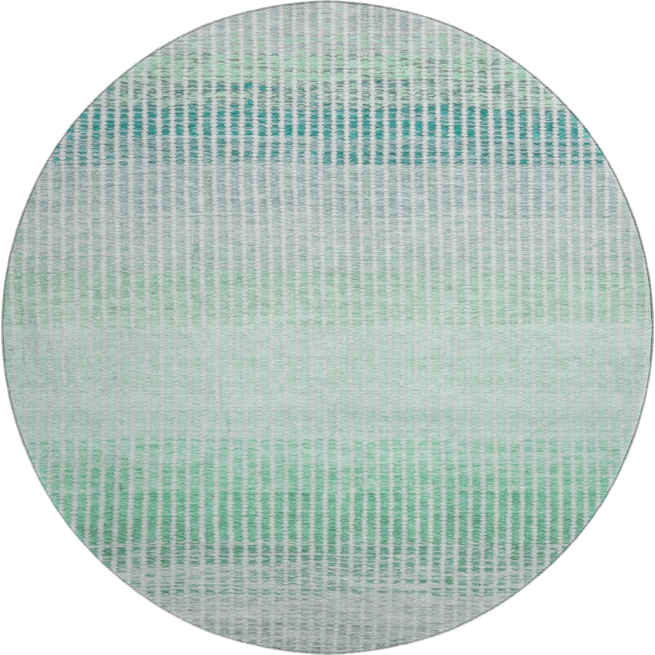 Prague Machine Washable Transitional Turquoise Teal Rug 8' x 8' #shape_Round