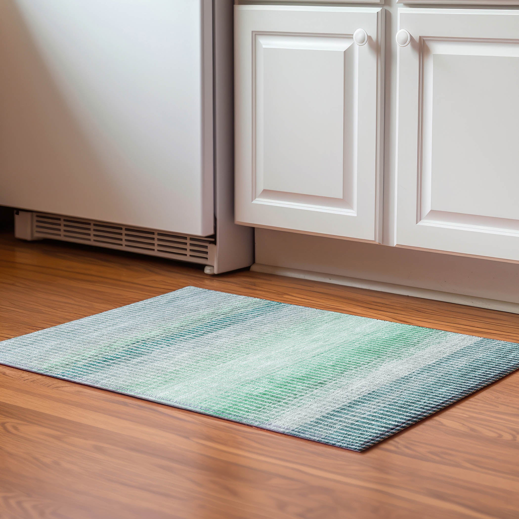 Prague Machine Washable Transitional Turquoise Teal Rug 1'8" x 2'6" #shape_Rectangle