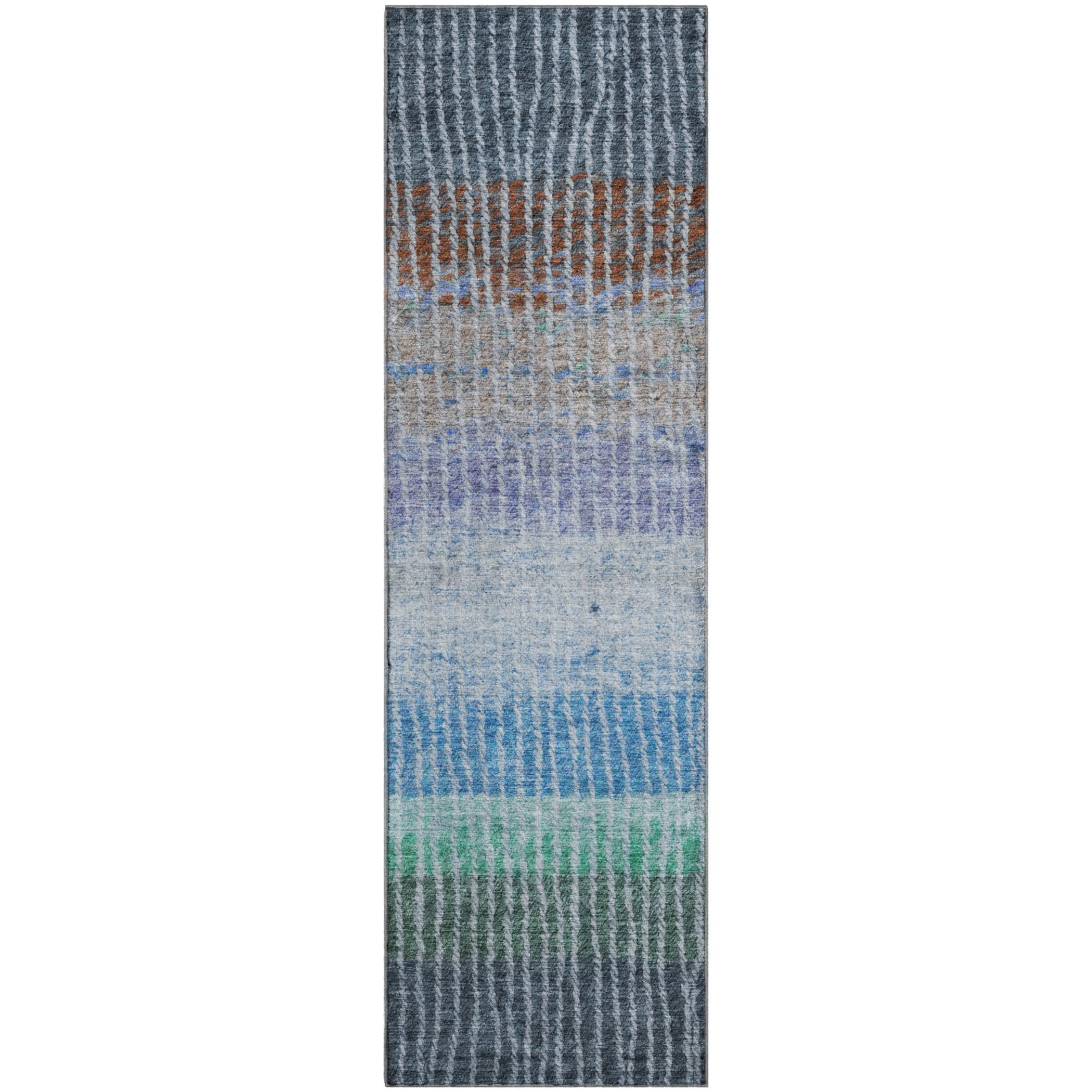 Luang Prabang Machine Washable Transitional Blue Rug 2'3" x 7'6" #shape_Runner