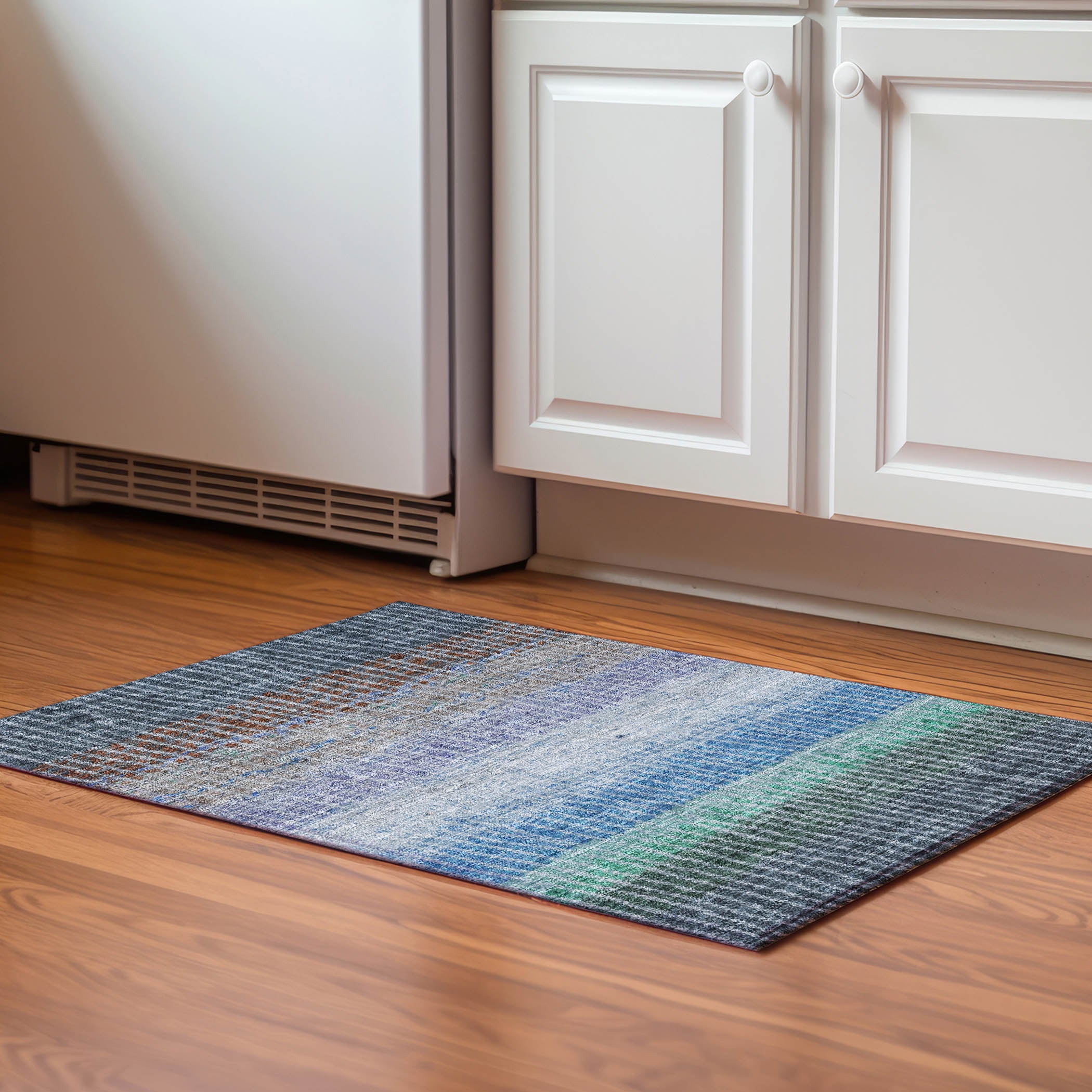 Luang Prabang Machine Washable Transitional Blue Rug 1'8" x 2'6" #shape_Rectangle