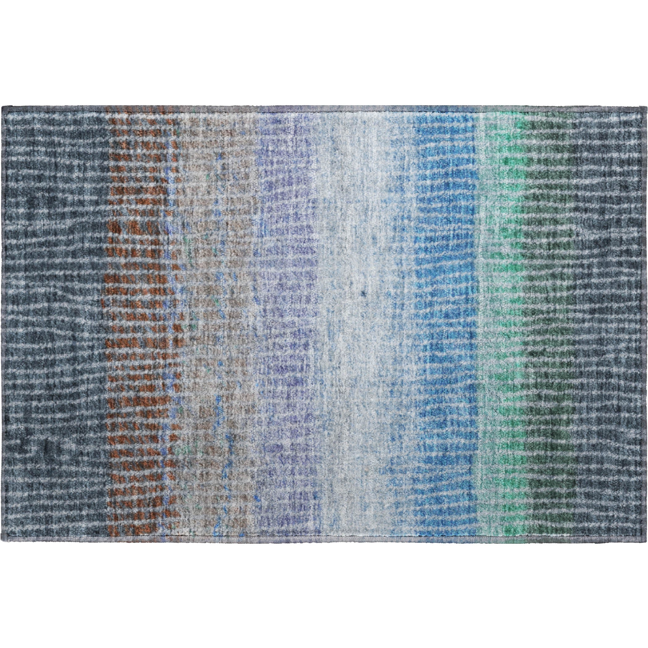 Luang Prabang Machine Washable Transitional Blue Rug 1'8" x 2'6" #shape_Rectangle