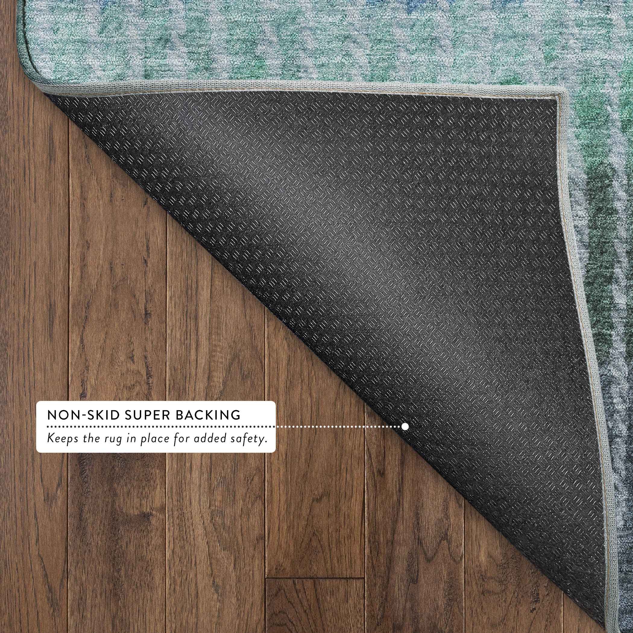 Luang Prabang Machine Washable Transitional Blue Rug 1'8" x 2'6" #shape_Rectangle