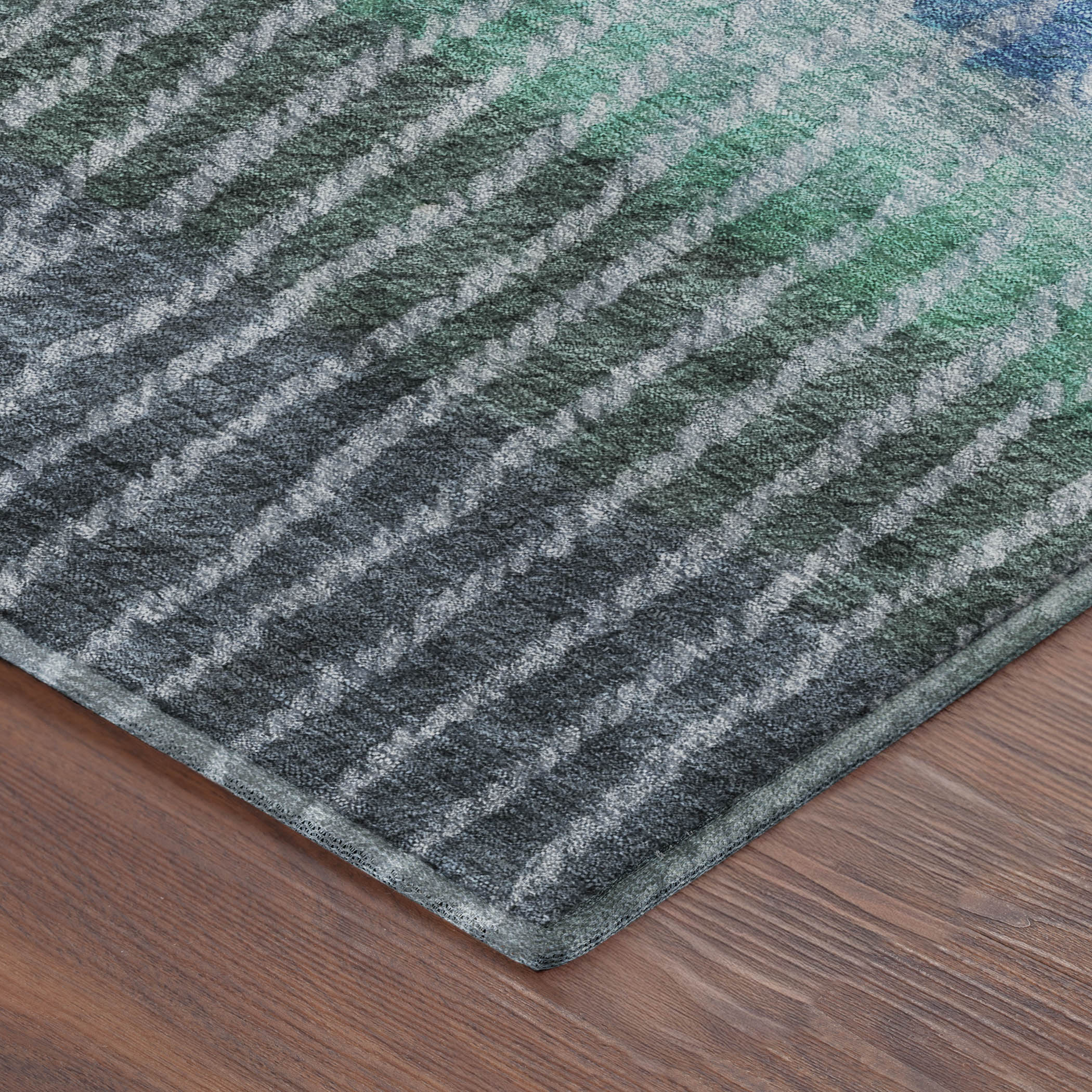 Luang Prabang Machine Washable Transitional Blue Rug 1'8" x 2'6" #shape_Rectangle