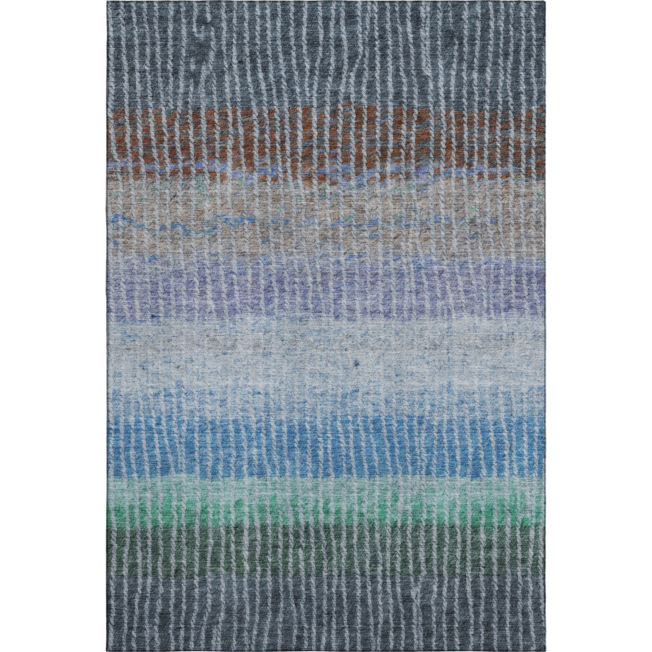 Luang Prabang Machine Washable Transitional Blue Rug 3' x 5' #shape_Rectangle