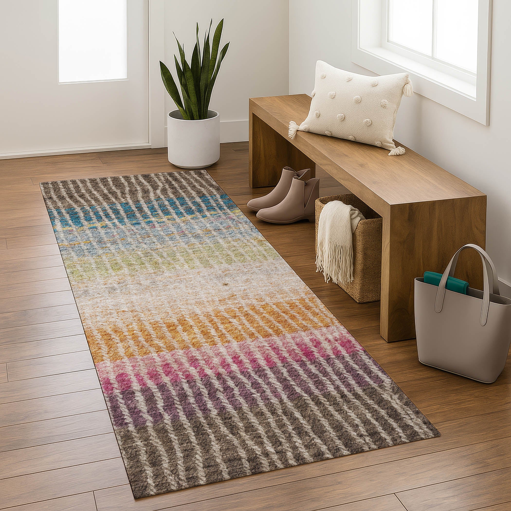 Luang Prabang Machine Washable Transitional Chocolate Brown Rug 2'3" x 7'6" #shape_Runner
