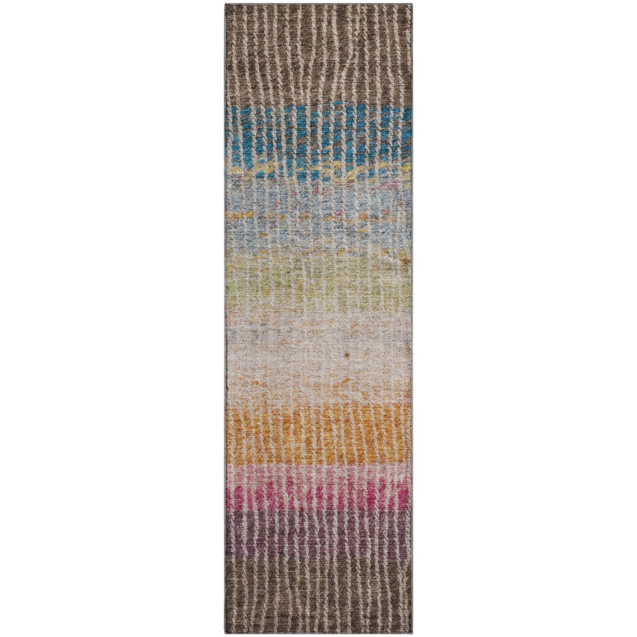 Luang Prabang Machine Washable Transitional Chocolate Brown Rug 2'3" x 7'6" #shape_Runner